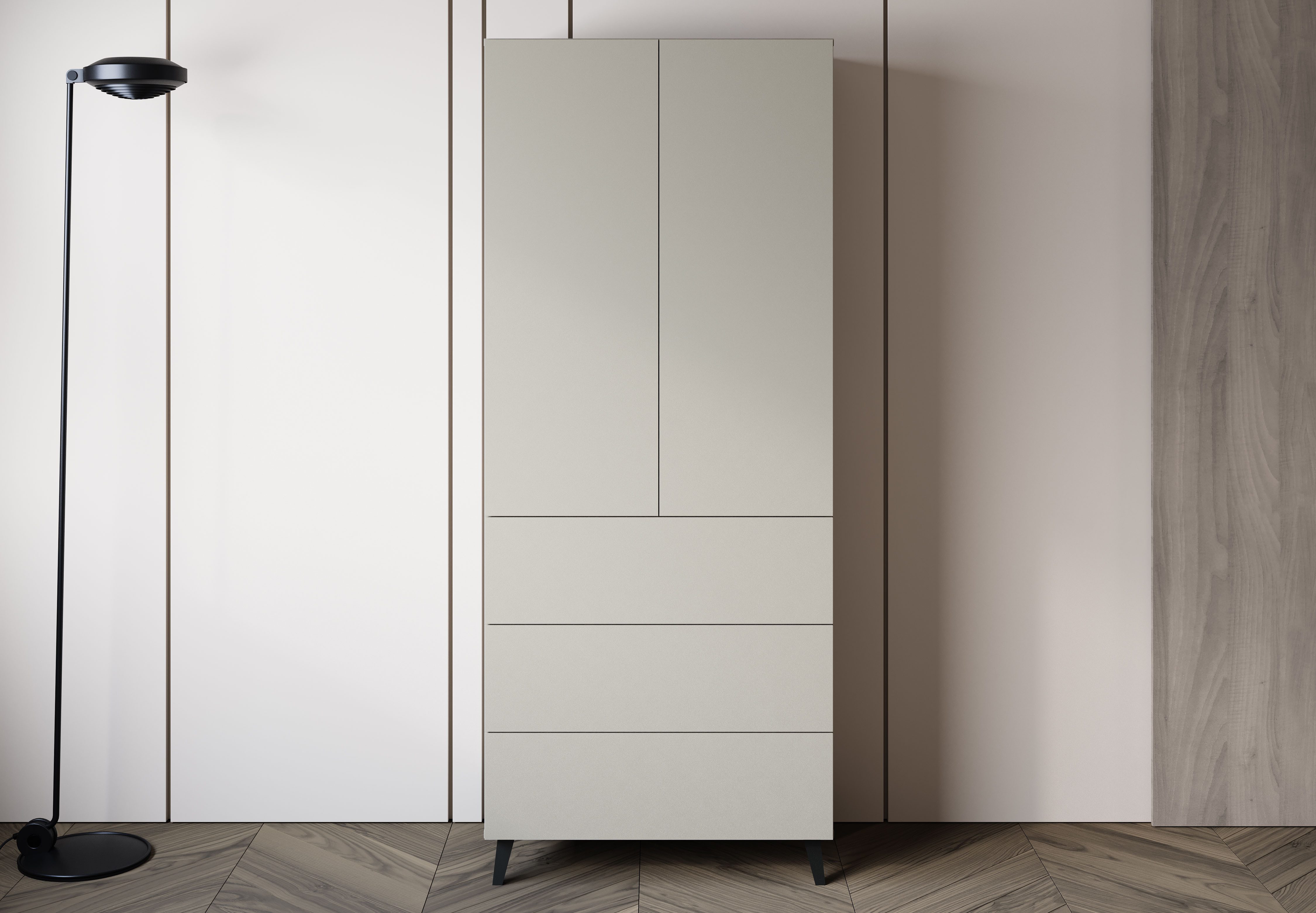 Home affaire Highboard Phuket Hochschrank mit 2 Türen und 3 Schubladen (1 St), Push-to-Open, verstellbare Einlegeböden und viel Stauraum