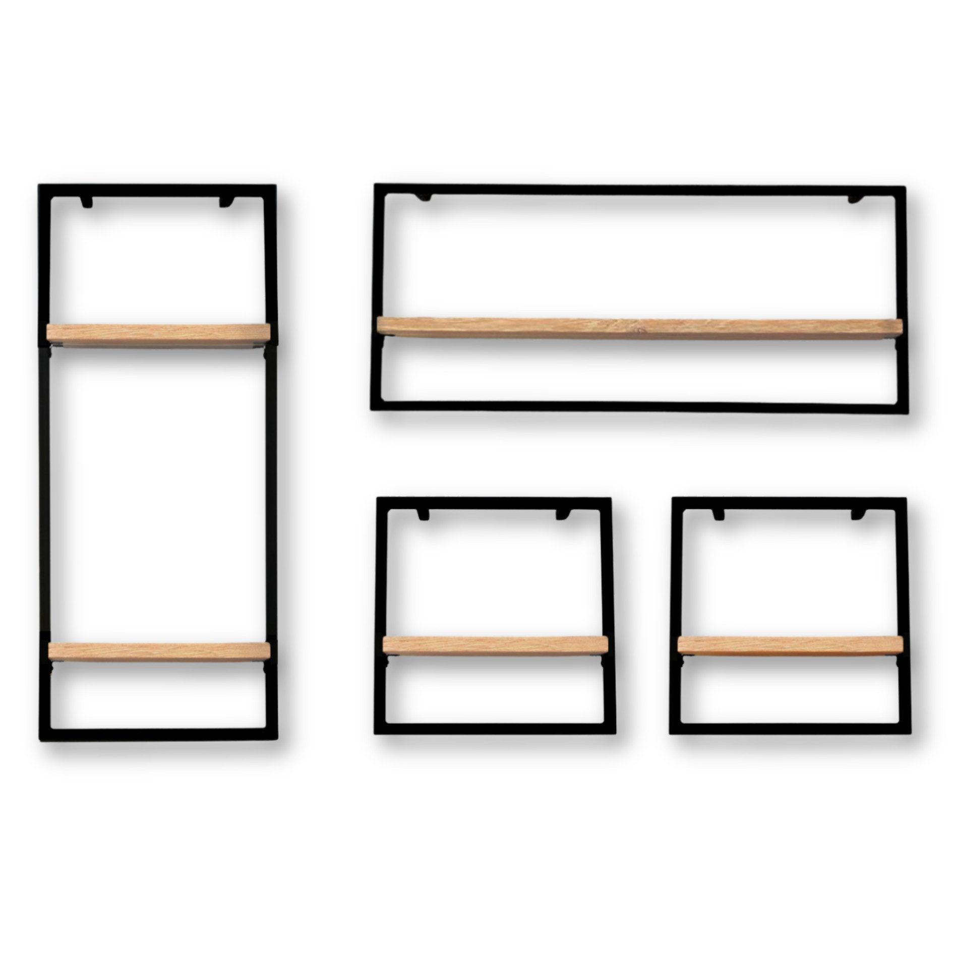 holz4home® Wandregal Eiche Hellgrau mit Metallrahmen günstig online kaufen