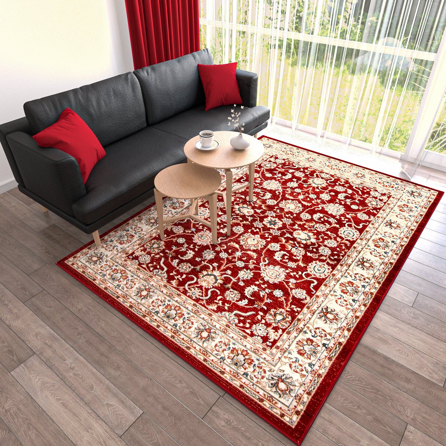 Orientteppich Oriente Teppich - Traditioneller Teppich Orient Rot, Mazovia,  100 x 150 cm, Geeignet für Fußbodenheizung, Pflegeleicht, Wohnzimmerteppich