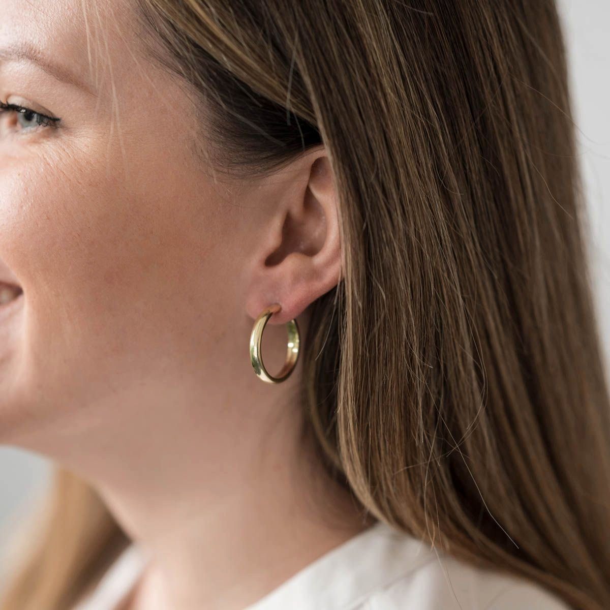 Materia Paar Creolen Damen Gold breit Ø25mm SO-14, Sterlingsilber, vergolde günstig online kaufen