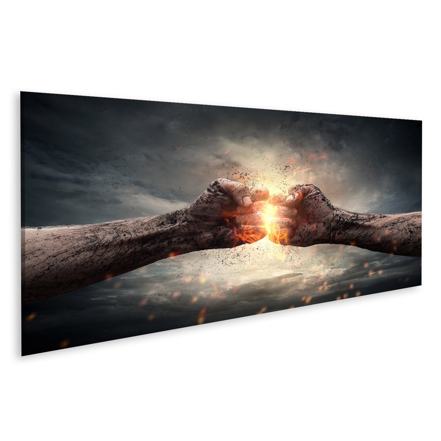 islandburner Leinwandbild Bild auf Leinwand Fighting Fight Close Up Zwei Fäuste schlagen sich ge