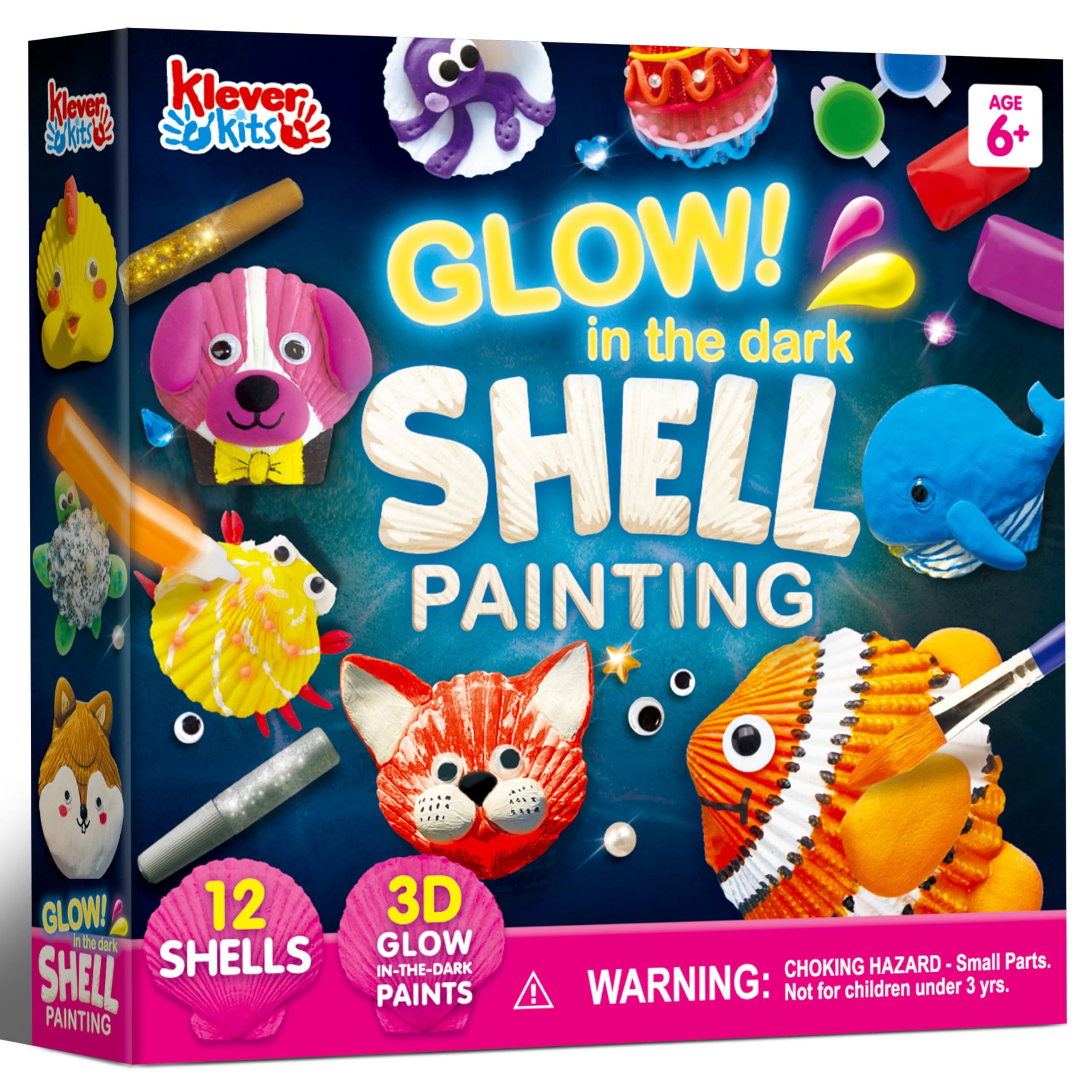 Klever Kits Bastelnaturmaterial Klever Kits Muschelbemalen-Set für Kinder ab 6 Jahren, (12-tlg)