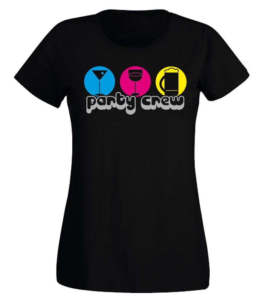 G-graphics T-Shirt Damen T-Shirt - Party Crew perfekt für den nächsten Mädels- & Partyabend, mit trendigem Frontprint, Slim-fit, Aufdruck auf der Vorderseite, Spruch/Sprüche/Print/Motiv, für jung & alt