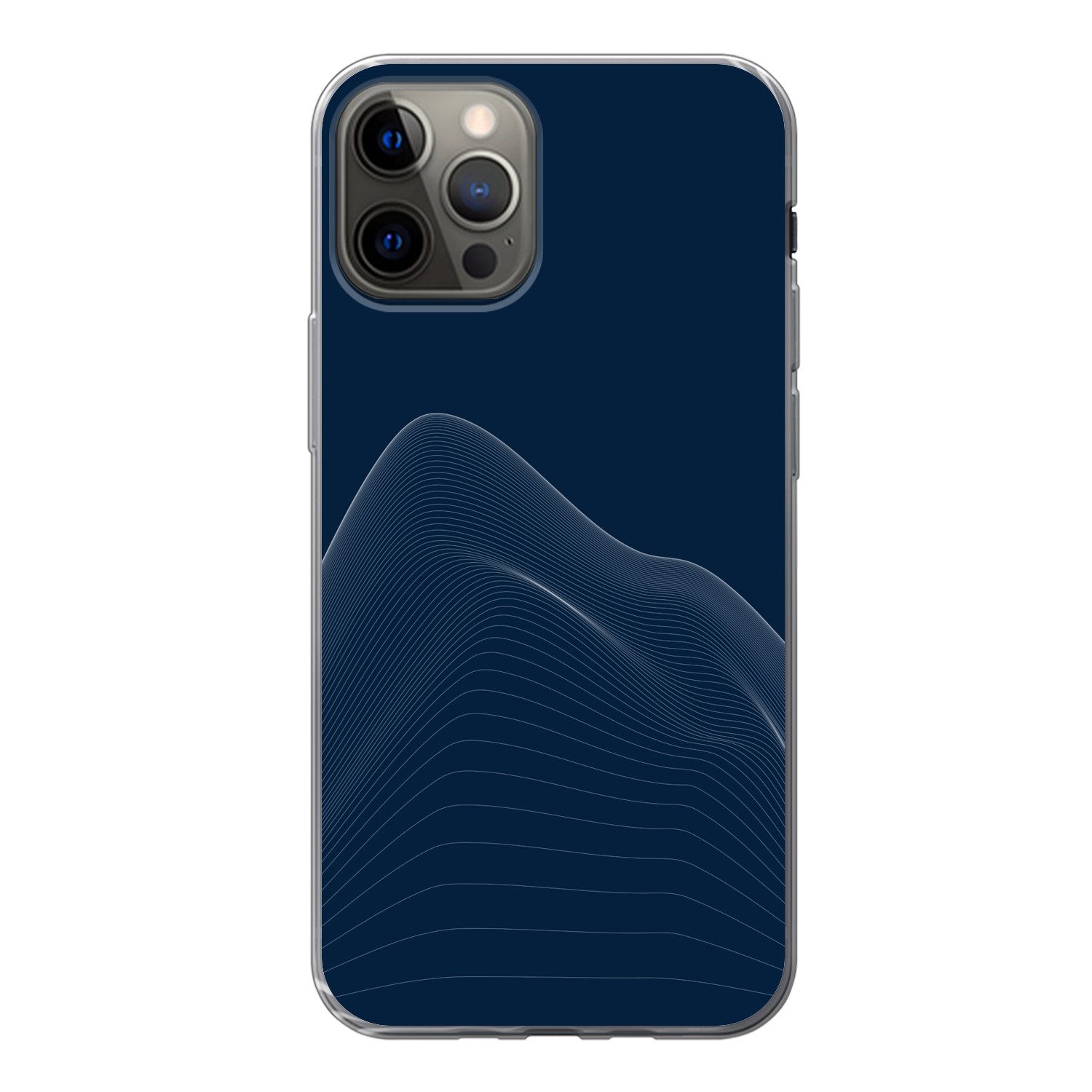 MuchoWow Handyhülle für Apple iPhone 13 Pro Linien - Abstrakt - Blau - Weiß, Smartphone-Bumper, Print, Handy Schutzhülle Dünn