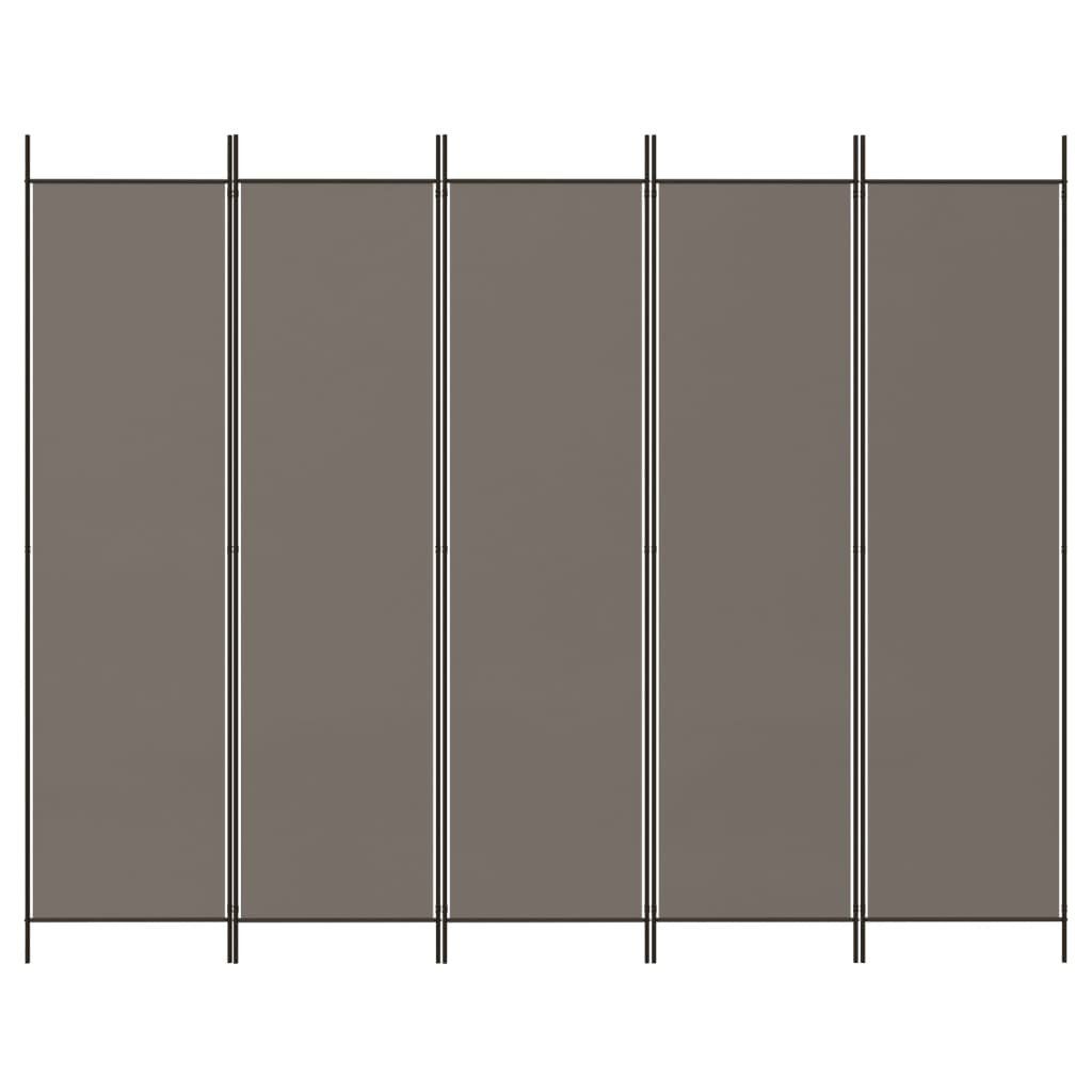 furnicato Raumteiler Paravent 250 x 200 cm Anthrazit, 1-tlg., Zusammenklappbarer Sichtschutz als Raumtrenner für dein Wohnzimmer – Bild 3 von 5