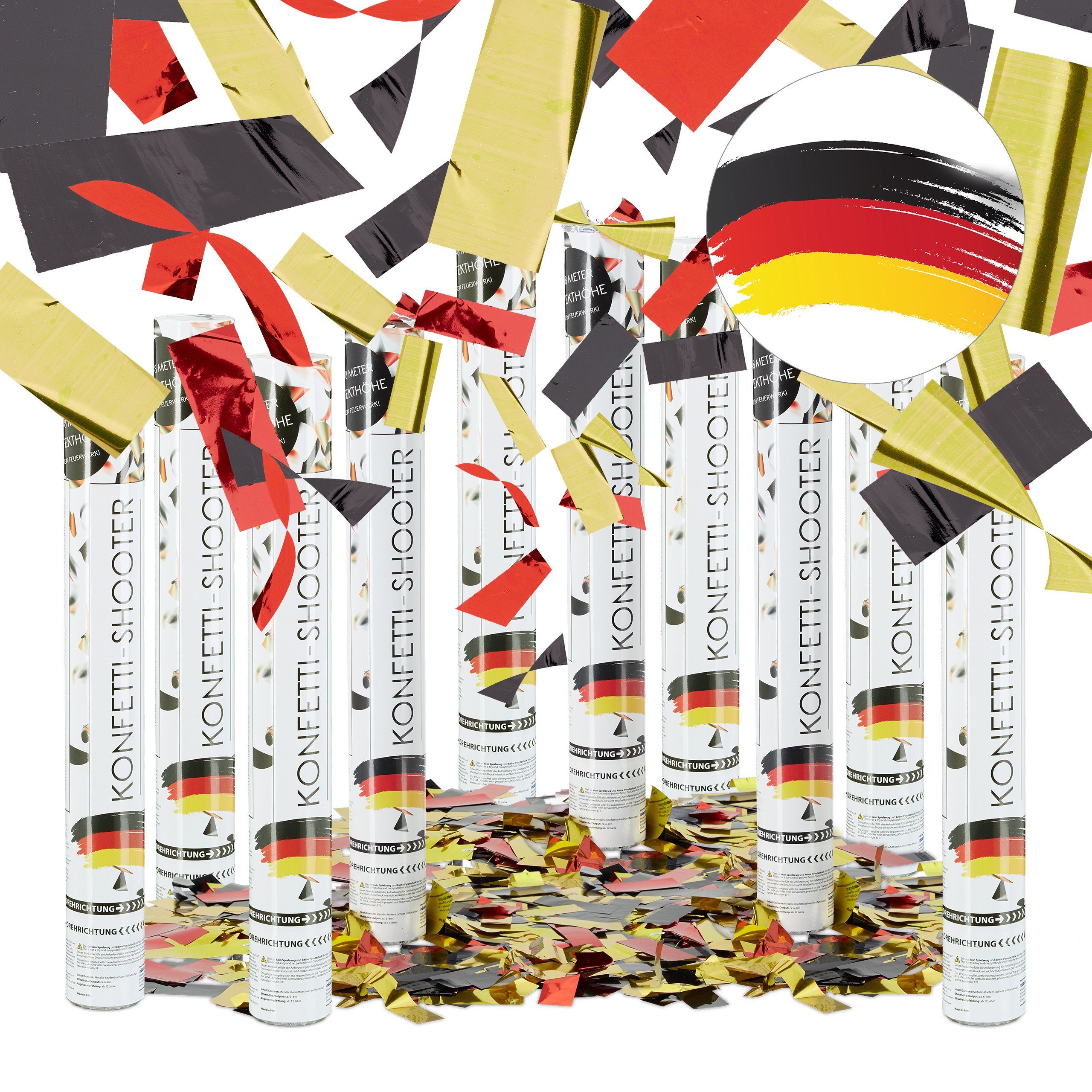 relaxdays Konfetti 10 x Party Popper 40 cm Deutschland