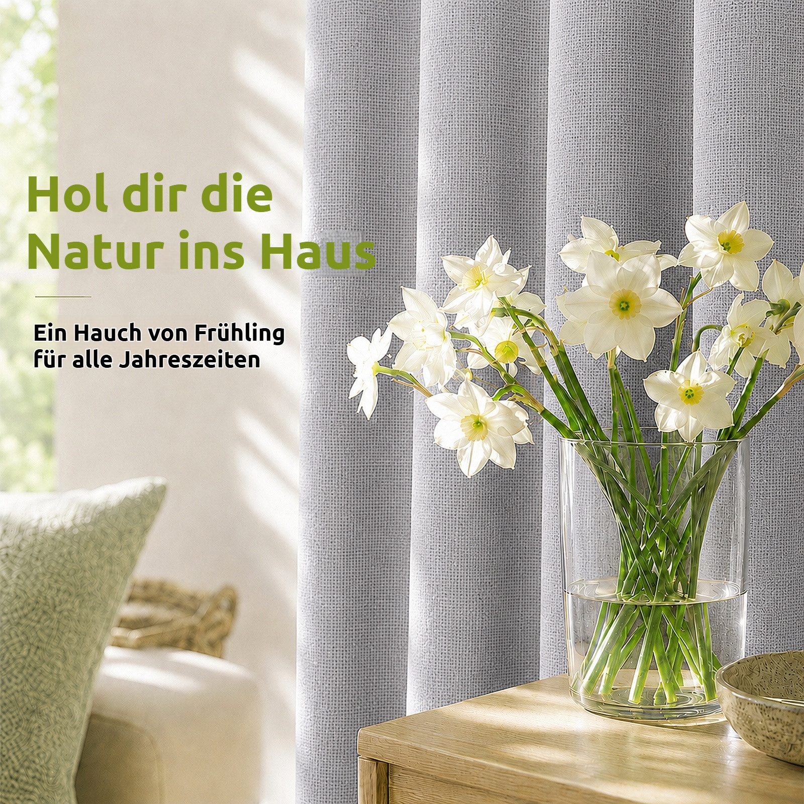 BlingBin Verdunkelungsvorhang 100 % verdunkelnde Ösengardinen 2‑er Set, Leinenoptik (2 St), verdunkelnd, blickdichte Thermovorhänge mit Wärmeschutz und Schallsc – Bild 4 von 5