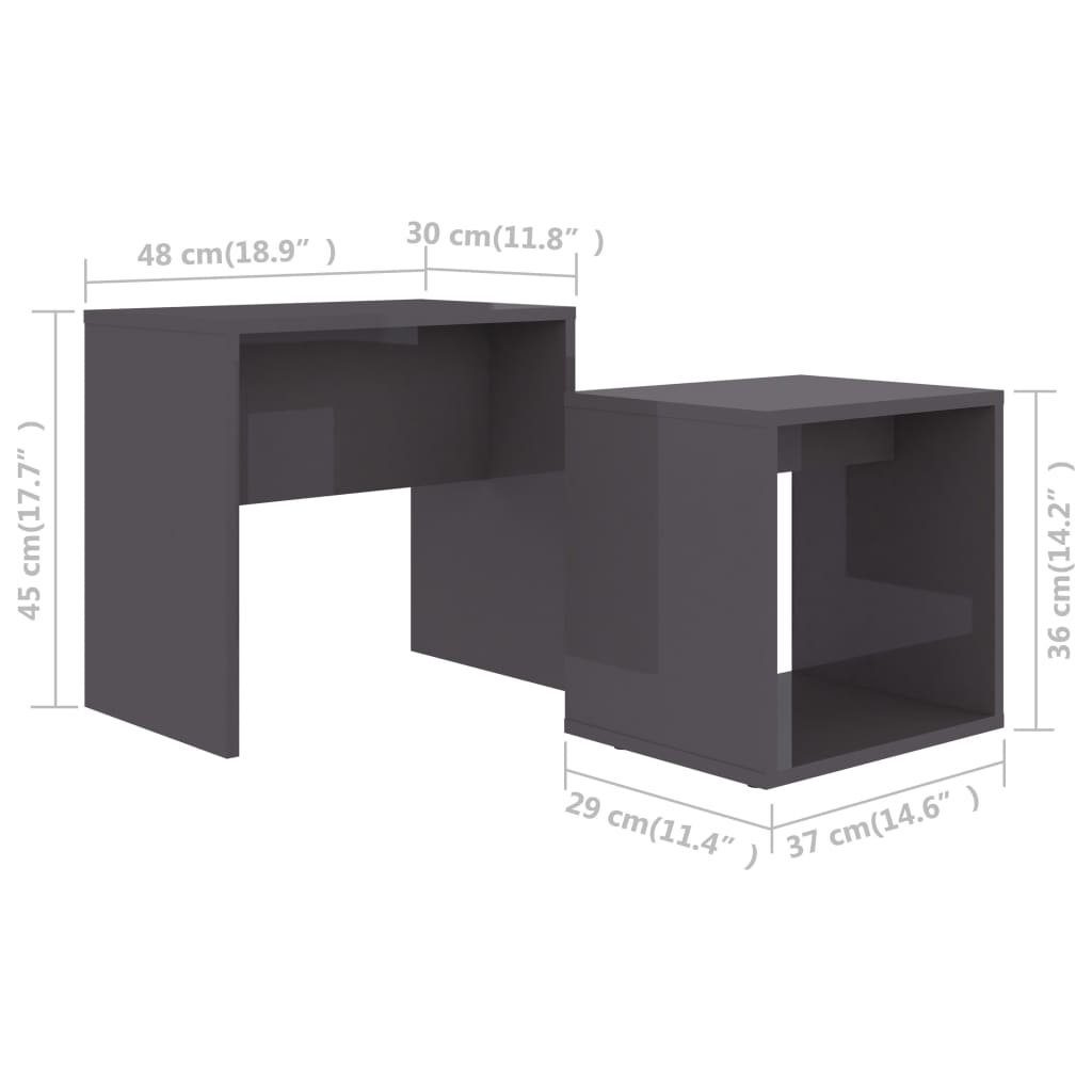 vidaXL cm Hochglanz-Grau Holzwerkstoff (1-St) 48x30x45 | Hochglanz-Grau Couchtisch Couchtisch-Set Hochglanz-Grau
