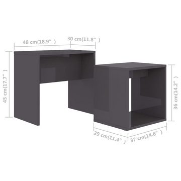 vidaXL Couchtisch Couchtisch-Set Hochglanz-Grau 48x30x45 cm Holzwerkstoff (1-St)