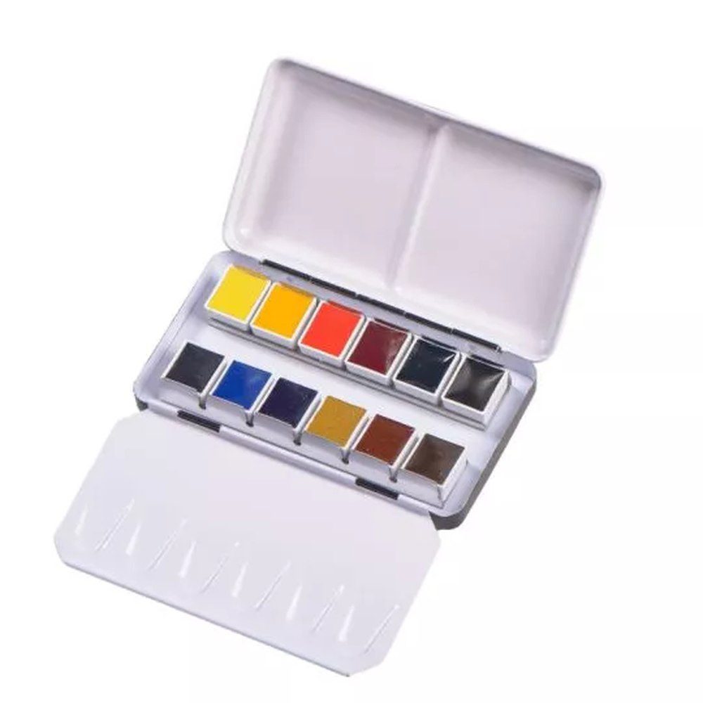 Honsell Aquarellfarbe BlockX Aquarell emaillierter Metallkasten, 12x1/2 Näpfchen
