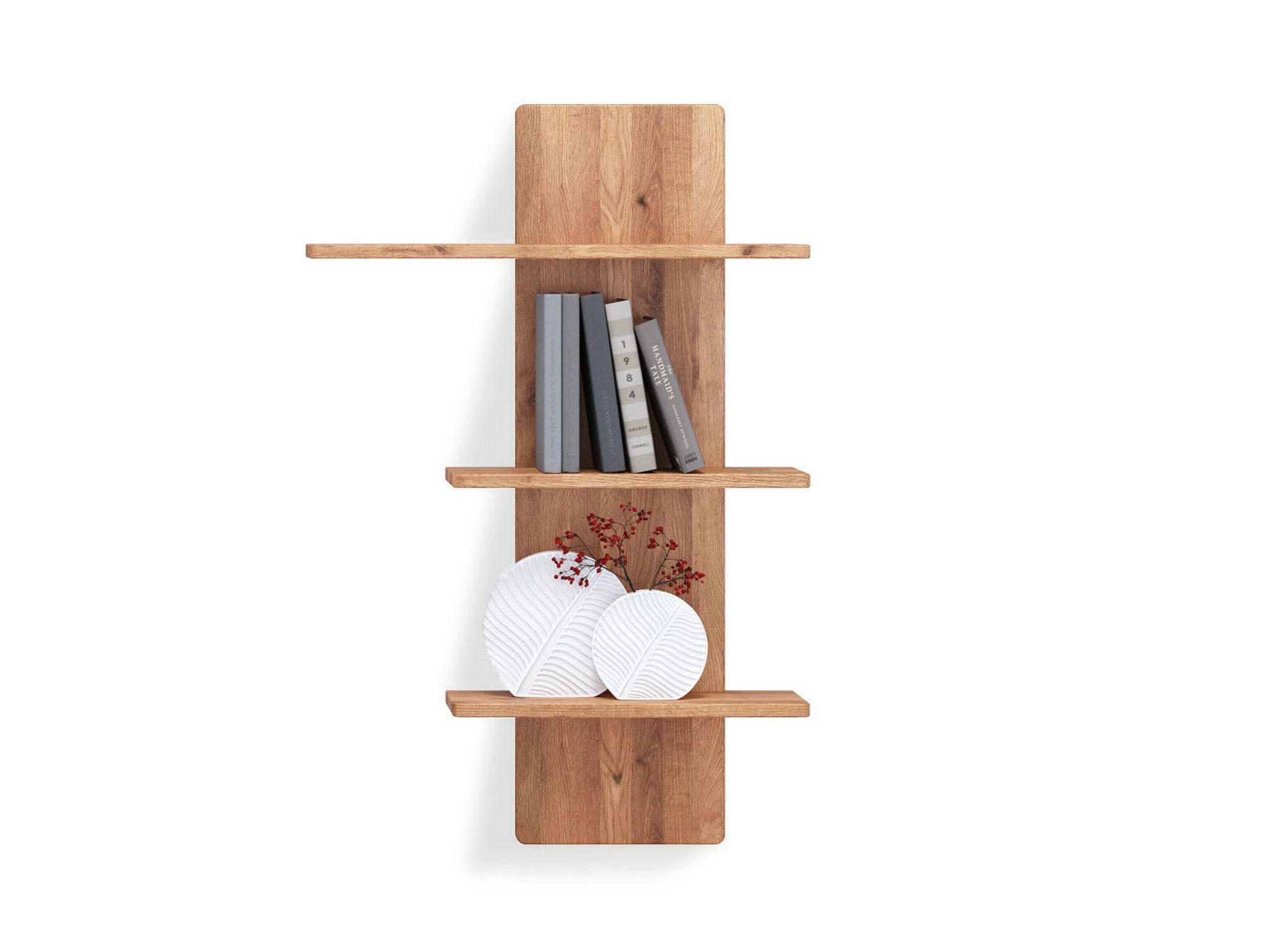 Moebel-Eins Wandboard, ANDINO Wandboard mit 3 Böden, Material Massivholz, Wildeiche geölt