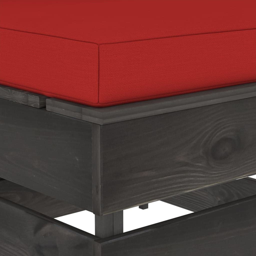 vidaXL Grau Teile Kissen mit mane und Grau Loungesofa Modulare Holz, Rot Imprägniertes 1