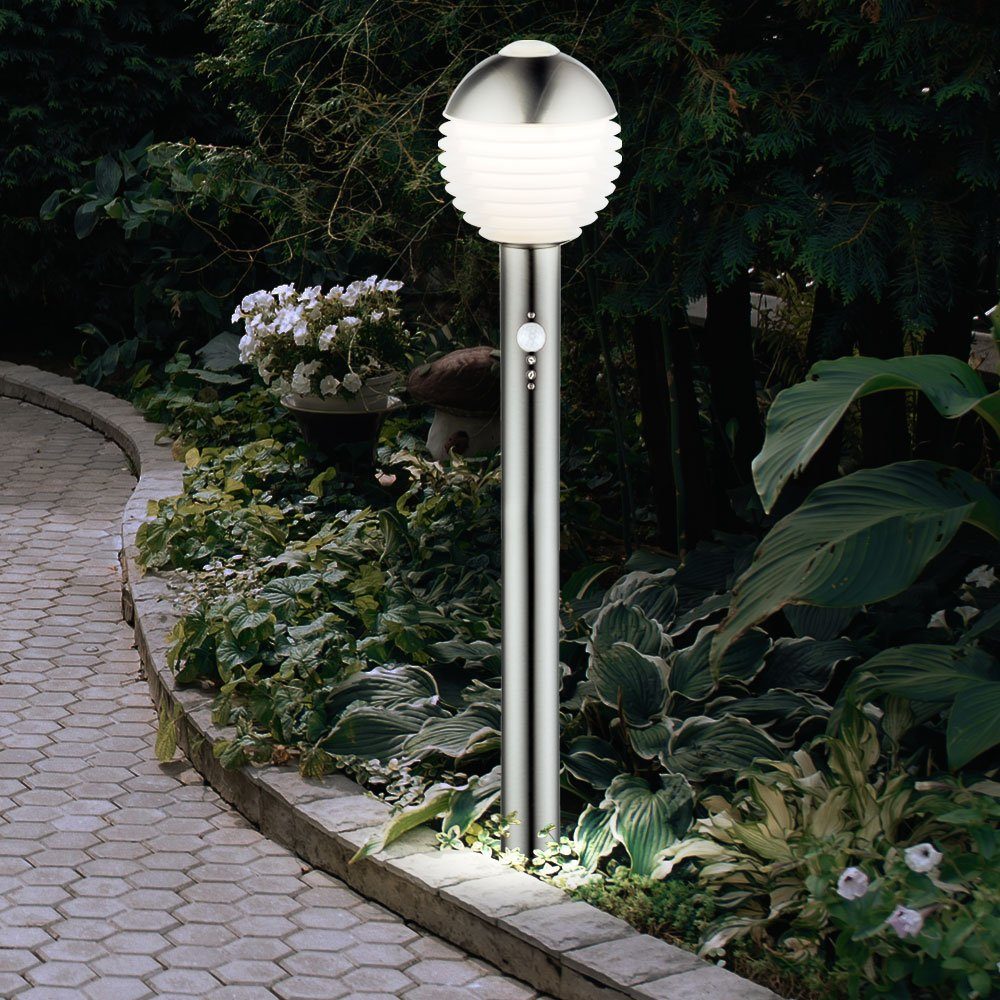 LED EDELSTAHL Außen Wand Spot Sensor Steh Stand Sockel Lampe Garten Leuchte Hof 