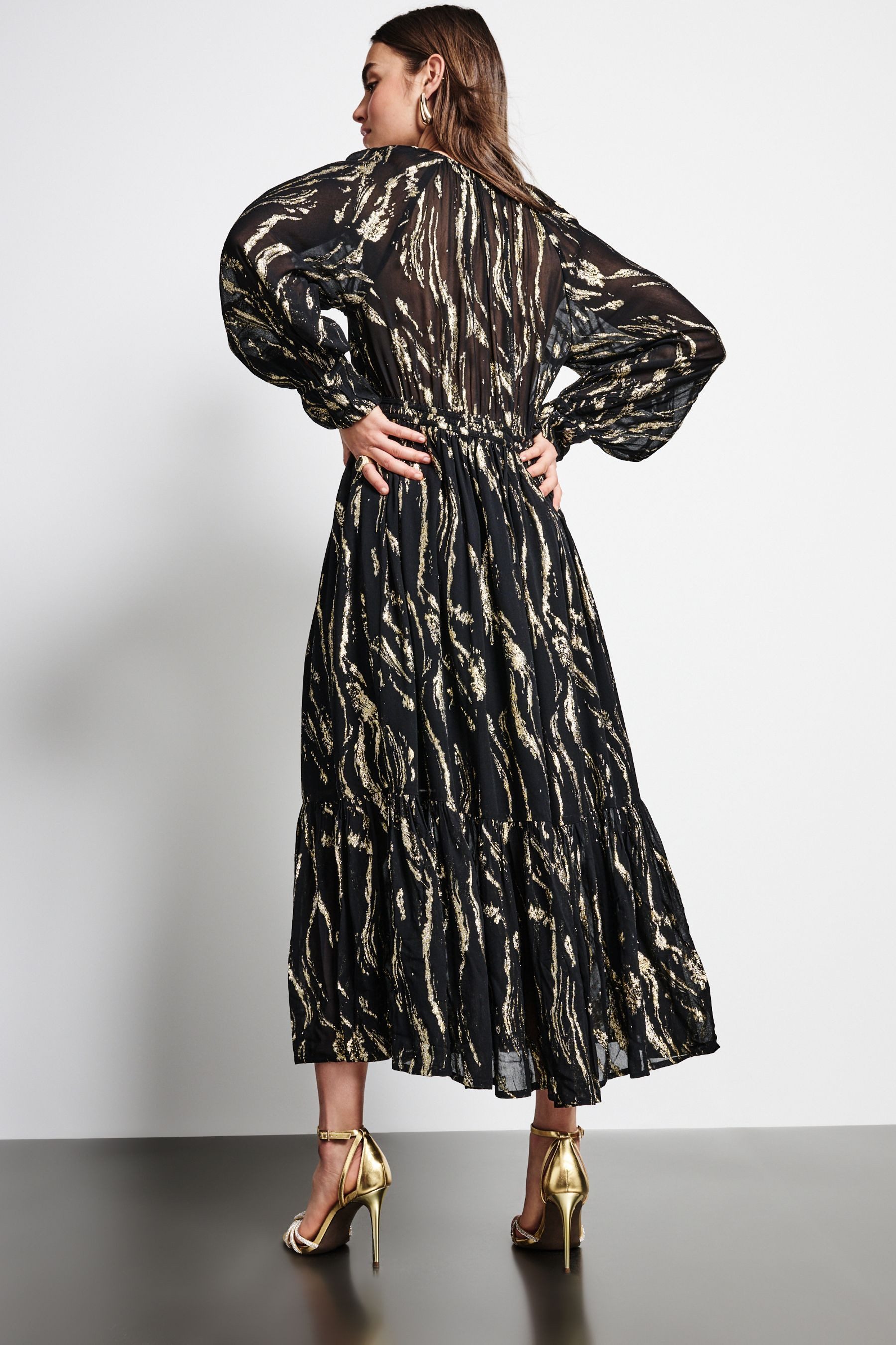 Next Midikleid Gestuftes Boho-Minikleid mit langen günstig online kaufen