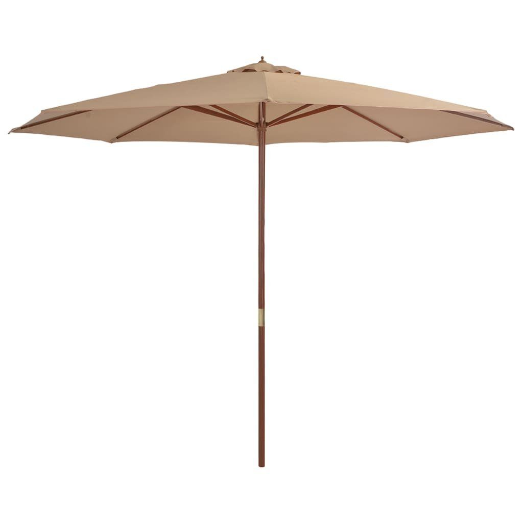 vidaXL Balkonsichtschutz Sonnenschirm mit Holzmast 350 cm Taupe
