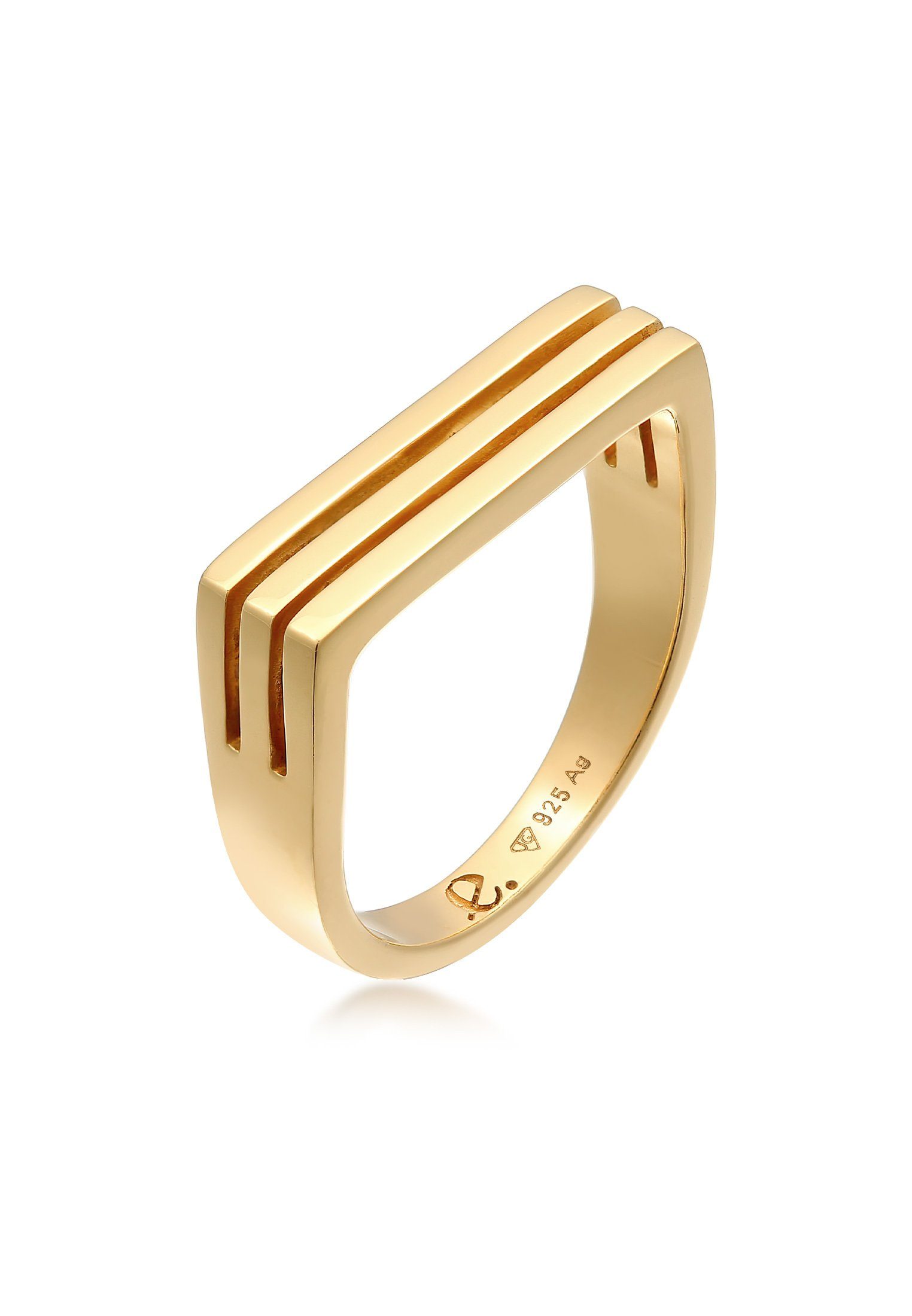 Elli Premium Partnerring Siegelring Rechteck Trend Form 925 Silber
