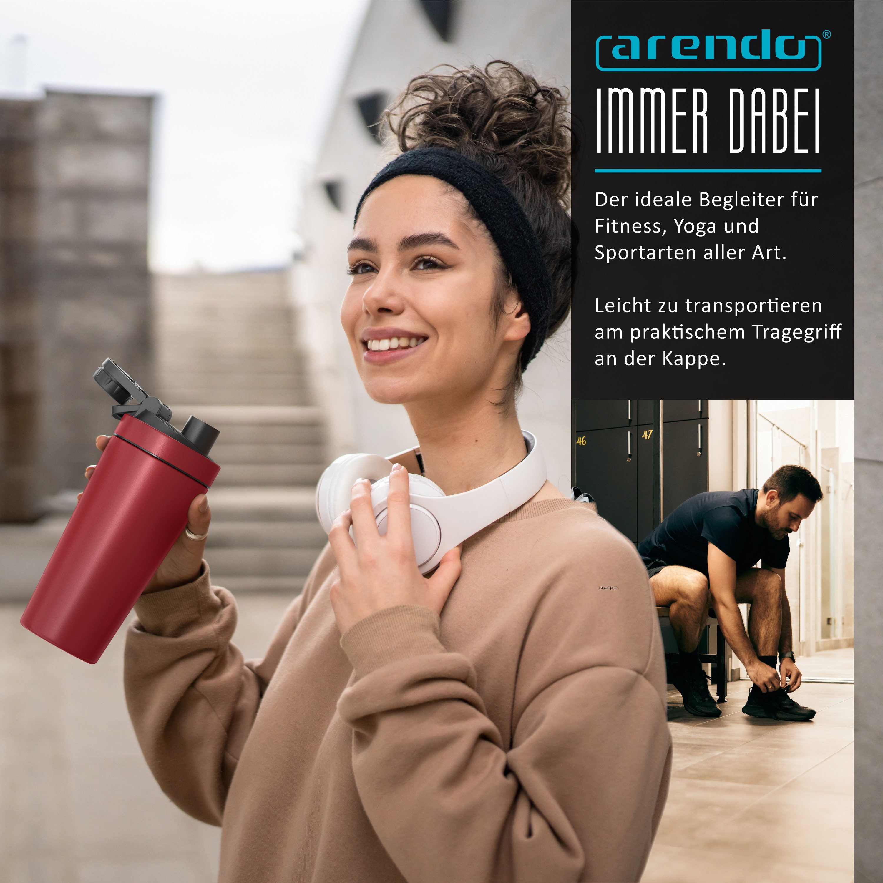 Arendo Protein Shaker Edelstahl Eiweißshaker 750 ml, rot, verschließbar, BPA-frei, Edelstahl, (1-tlg), auslaufsicher, spülmaschinengeeignet, mit Tragegriff und  – Bild 4 von 5