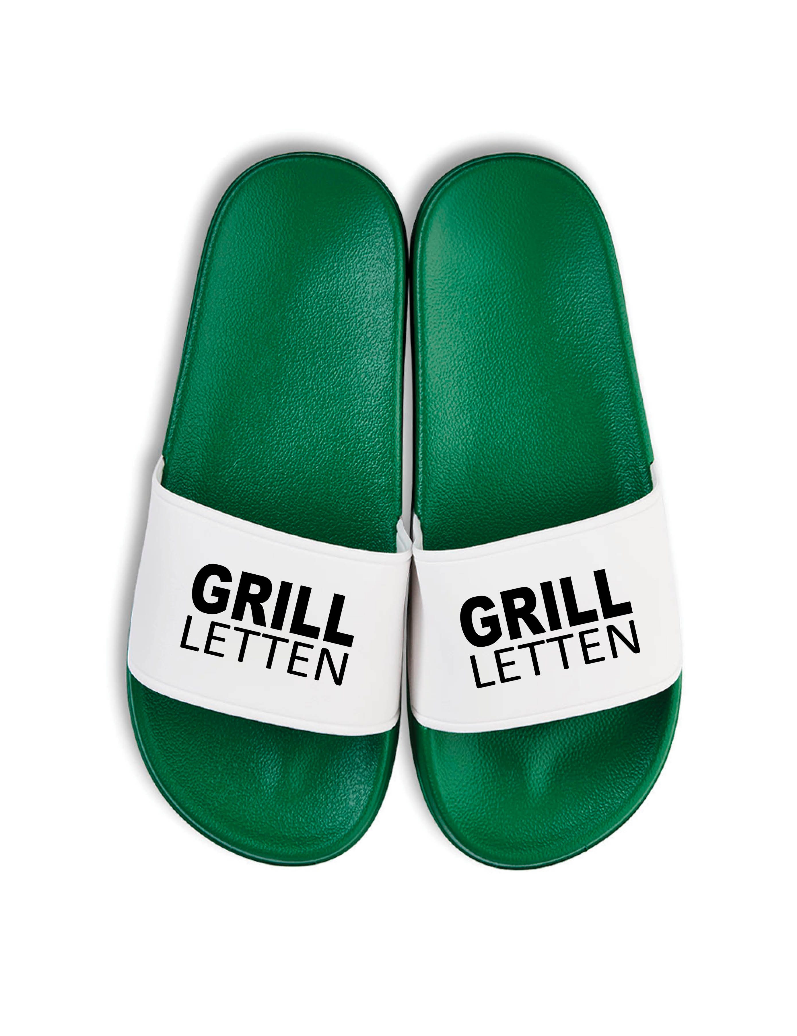 Youth Designz Herren Damen Badelatschen "Grill Letten" Fun-Print Statement Geschenk Badeschuh mit Lustigen Aufdruck für Männer und Frauen