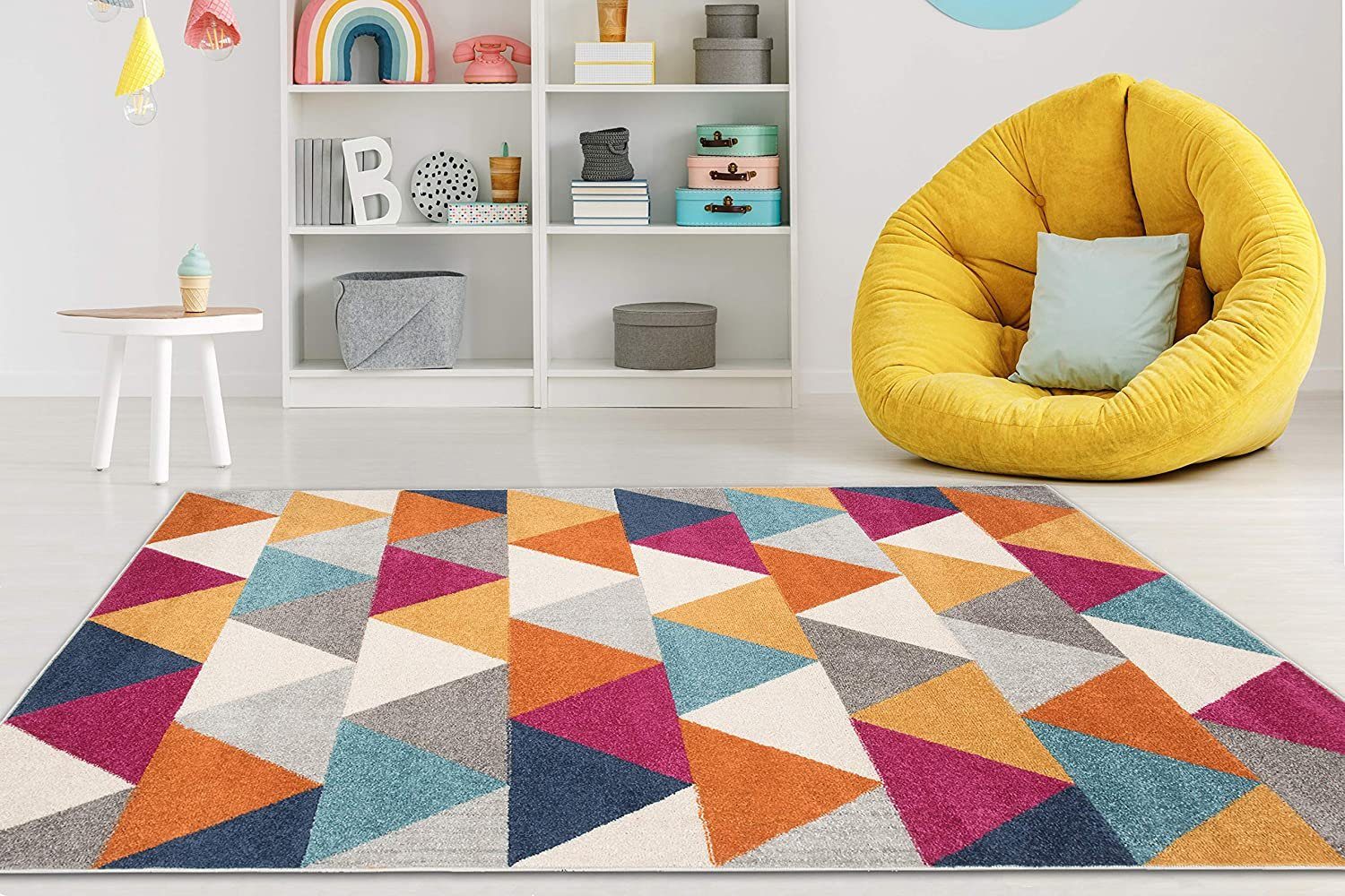 Teppich LAZUR_Geometric, Mazovia, 80x150, Geometrisch, Kurzflor, Orange Gemustert Modern