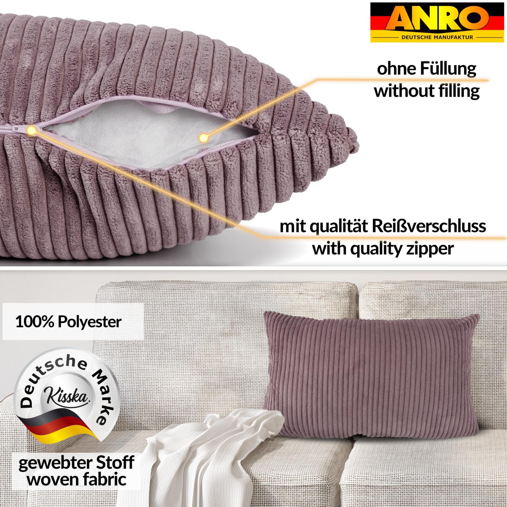 ANRO Dekokissen Kissenhülle MIT oder OHNE Füllung Kissenbezug Zierkissen, Kissenhülle in 30x50cm ohne Füllung Violett – Bild 3 von 5