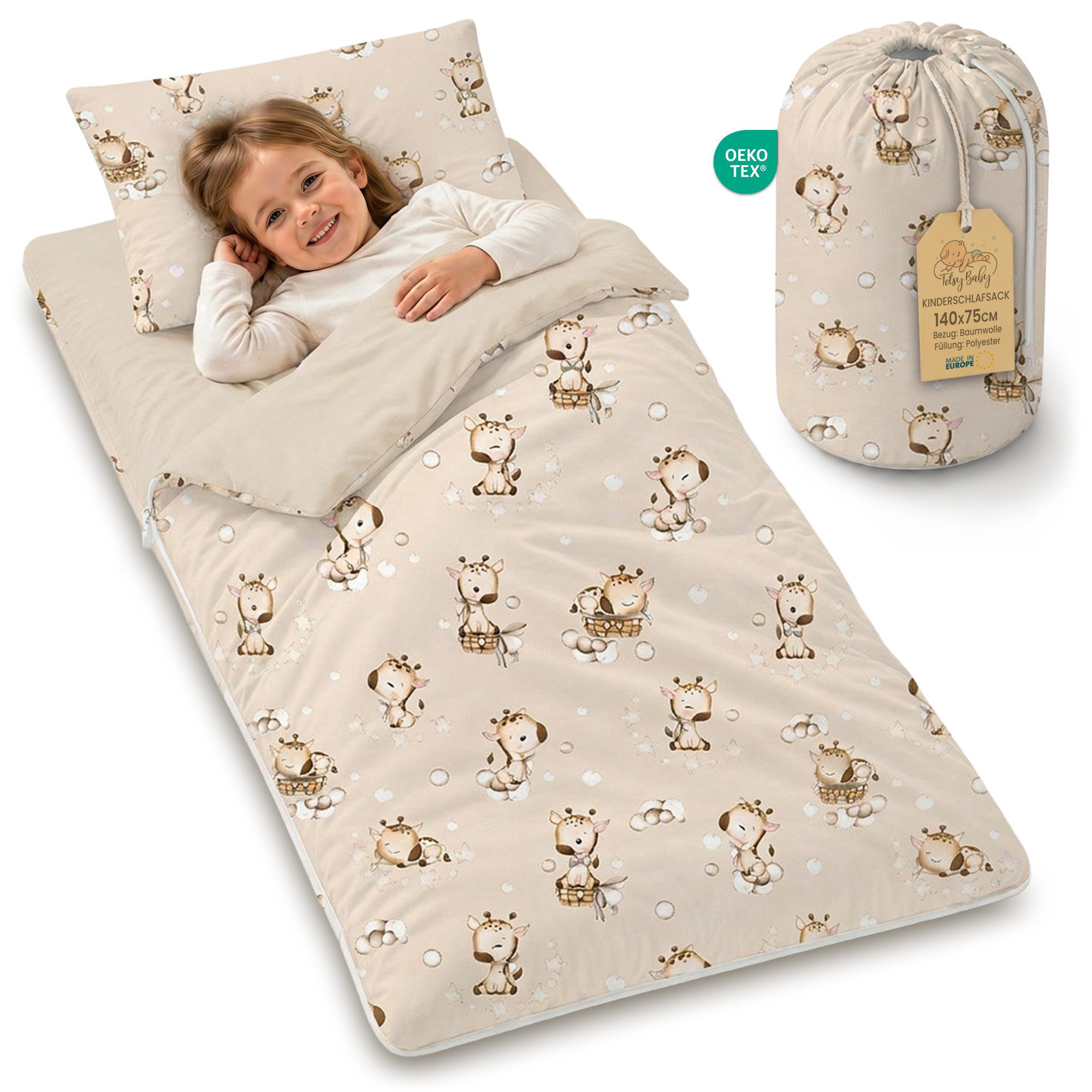 Totsy Baby Kinderschlafsack mit Kissen & Reißverschluss für Baby 3-7 Jahre Indoor
