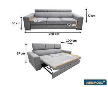 Deine Möbel 24 Sofa Couch 3-Sitzer / 4-Sitzer ELMO, mit Schlaffunktion