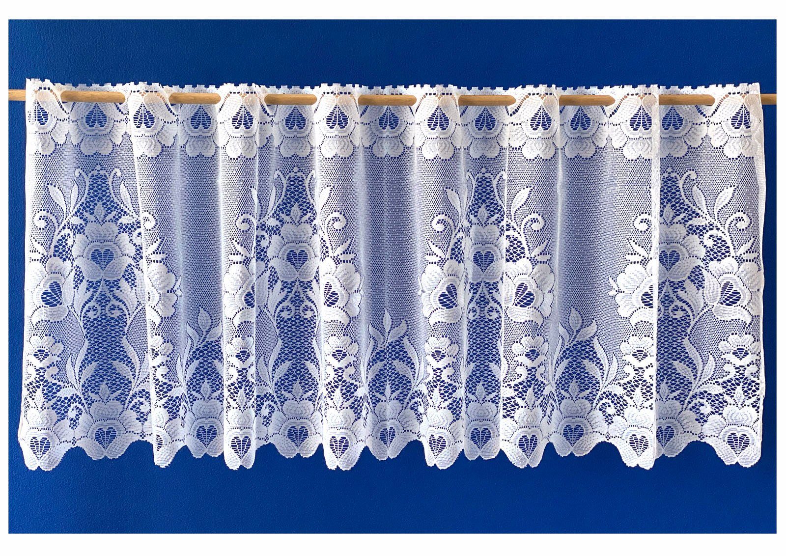 geblümt, floral, Gardine, Marburg, (1 Durchzuglöcher Weckbrodt, St), Bistro, Scheibengardine Jacquard, Stangendurchzug halbtransparent, Jacquard,