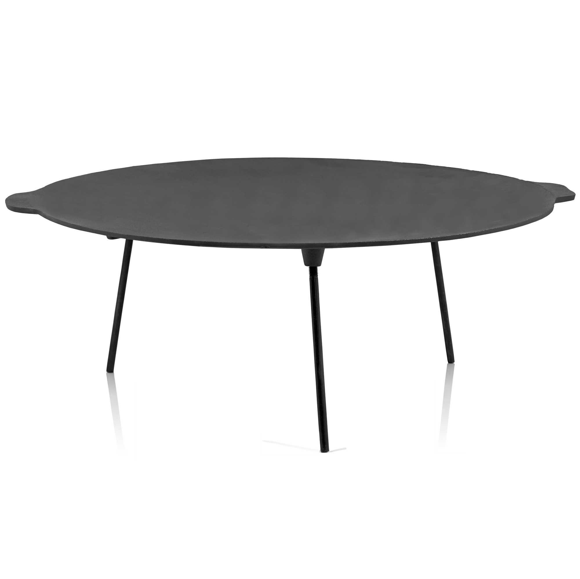 BBQ-Toro Grillplatte Gusseisen Grillplatte Ø 60 cm mit 3 Beinen, Untersetzer rund