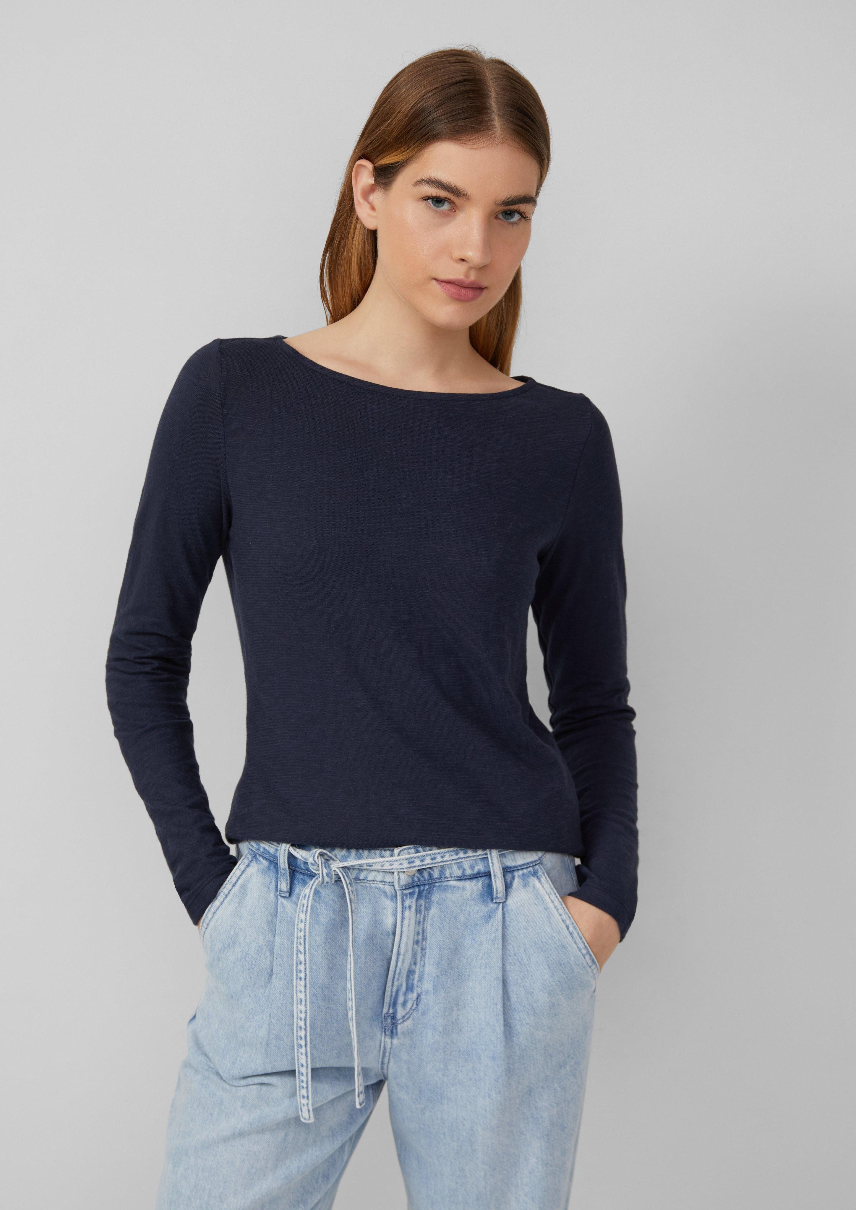 s.Oliver Langarmshirt Slim-Fit-Longsleeve aus Baumwollslub mit günstig online kaufen