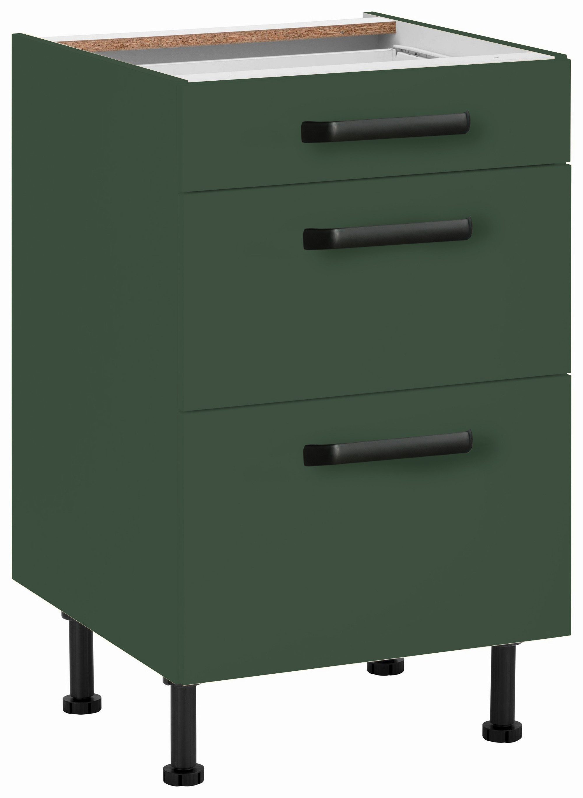 wiho Küchen Unterschrank Simi Soft-Close-Funktion in Schubkästen und Auszügen, verstellbare Füße