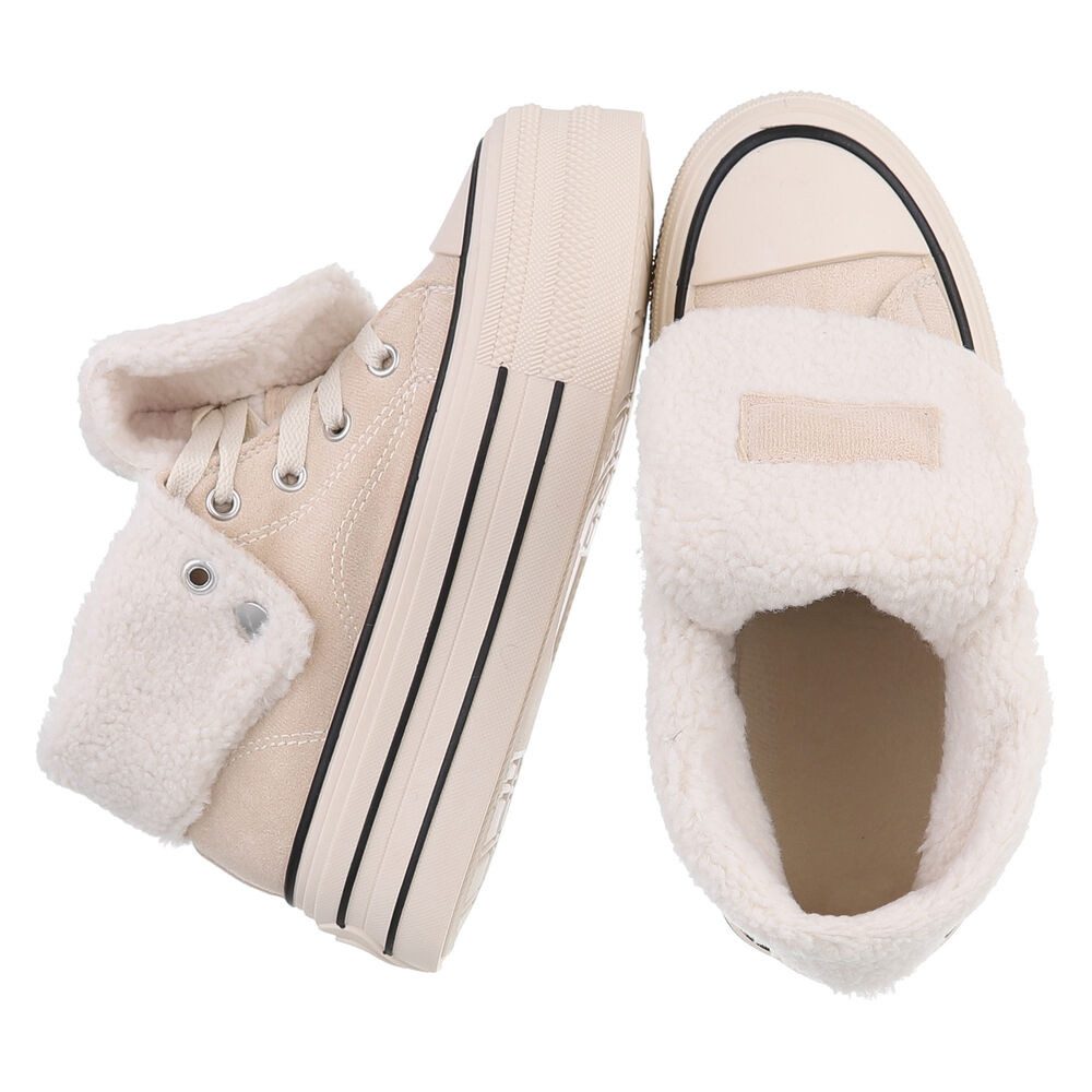 Ital-Design Trendy Freizeitschuh mit gefüttertem Knöchel und Komfort Sneakerboots (90458113) Flach Sneakers High in Beige