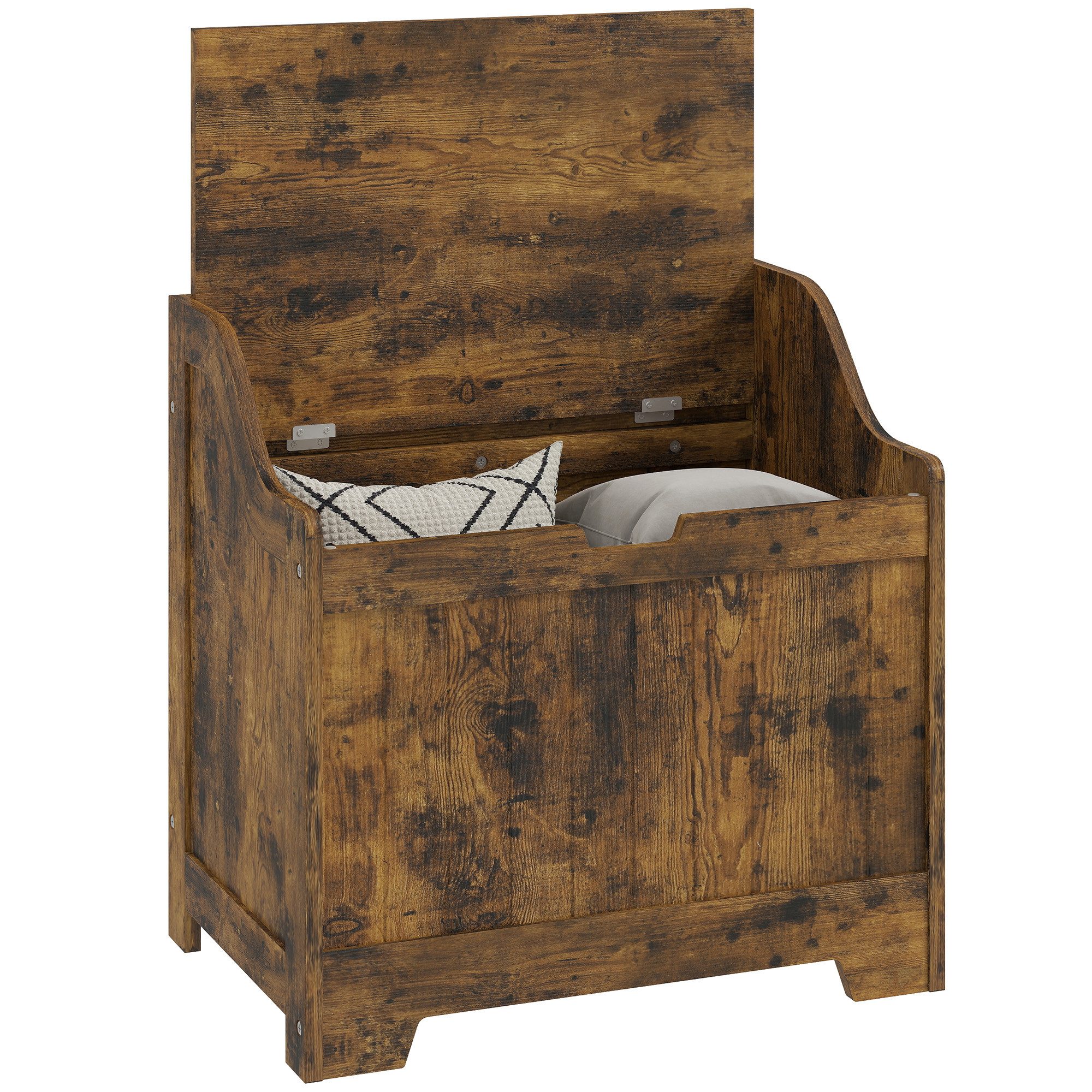 HOMCOM Truhe Aufbewahrungsbox Aufbewahrungstruhe mit Deckel (Set, 1 St., 1er-Set), 61L Stauraum, Sicherheitsscharnier