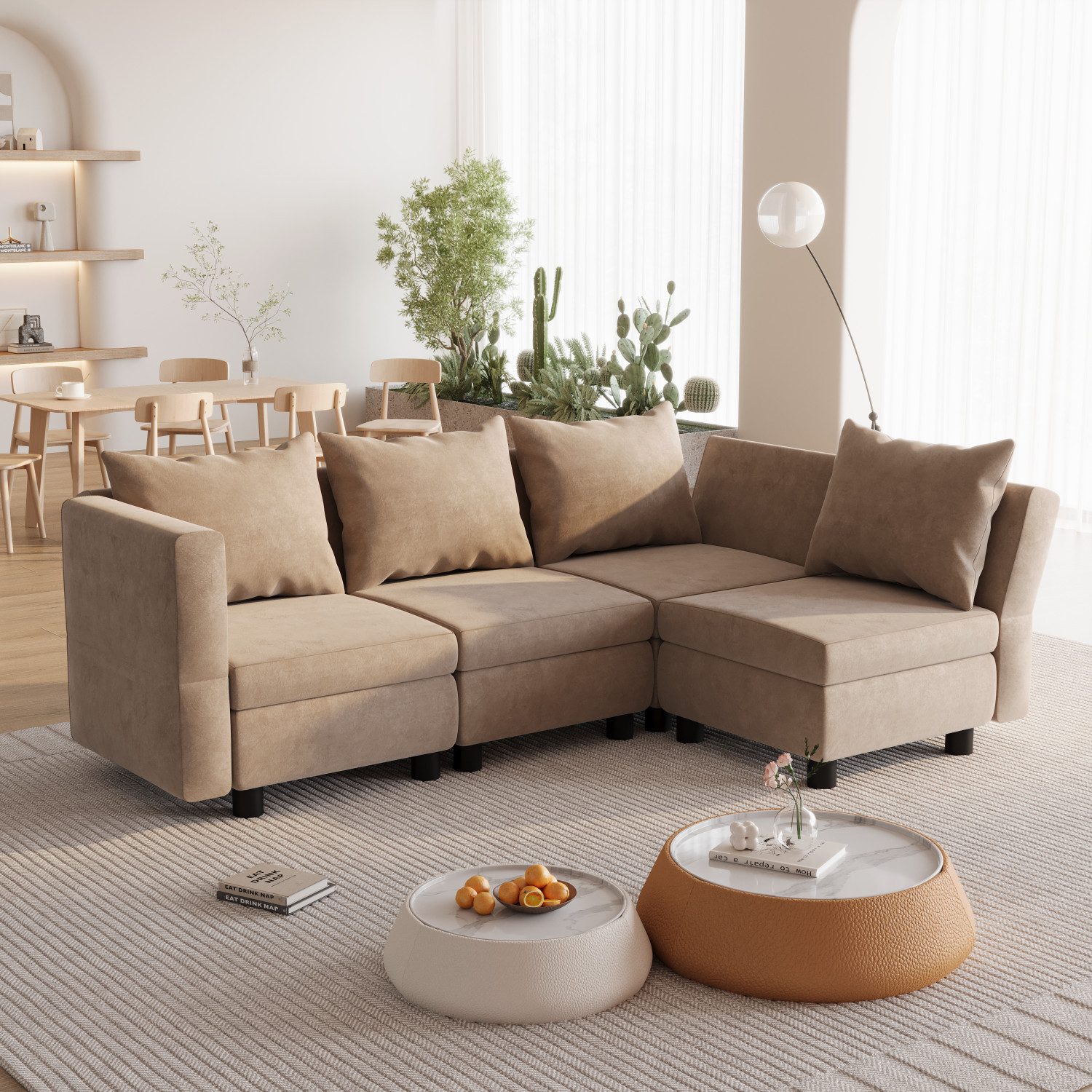 HOMALL Ecksofa Ecksofa L-Form Garnitur mit verstellbarer Rückenlehne und Ar günstig online kaufen