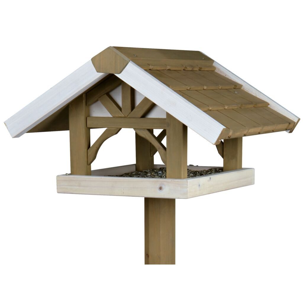 TRIXIE Vogelhaus Stehendes Vogelfutterhaus - grau/weiß - 45 × 28 × 44 cm/1,25 m