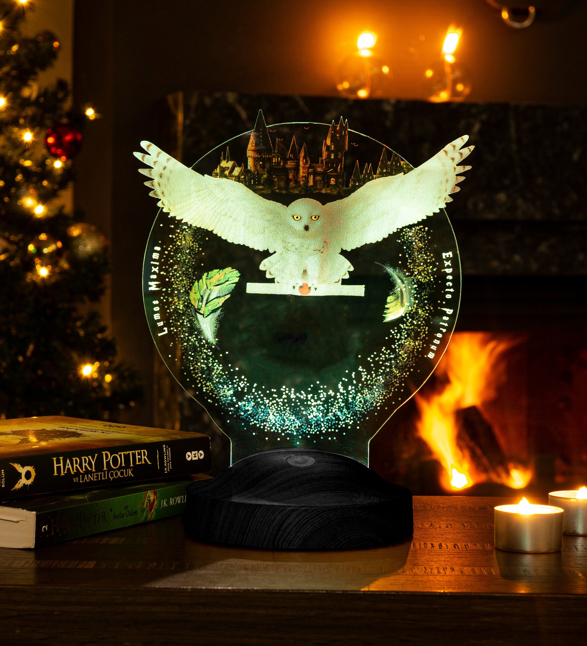 Geschenkelampe LED Nachttischlampe Hogwarts Hedwig Harry Potter Eule mit 3D Vision Nachtlicht, Leuchte 7 Farben fest integriert, Geburtstagsgeschenk für Freunde, Babys, Kinder, HP Fans, Mädchen, Junge