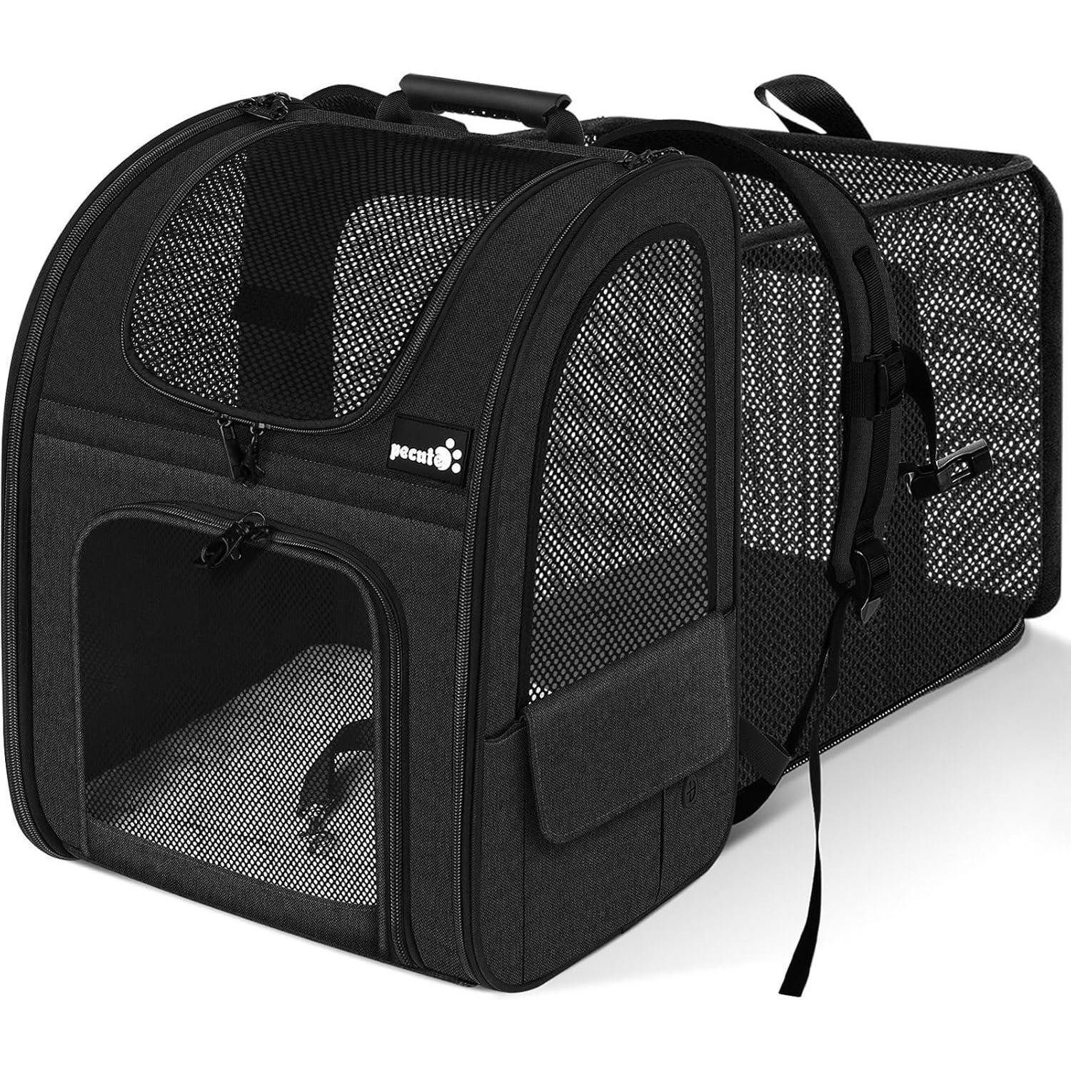 LuxusKollektion Tiertransporttasche Hunderucksack Katzenrucksack erweiterbar XL Grau