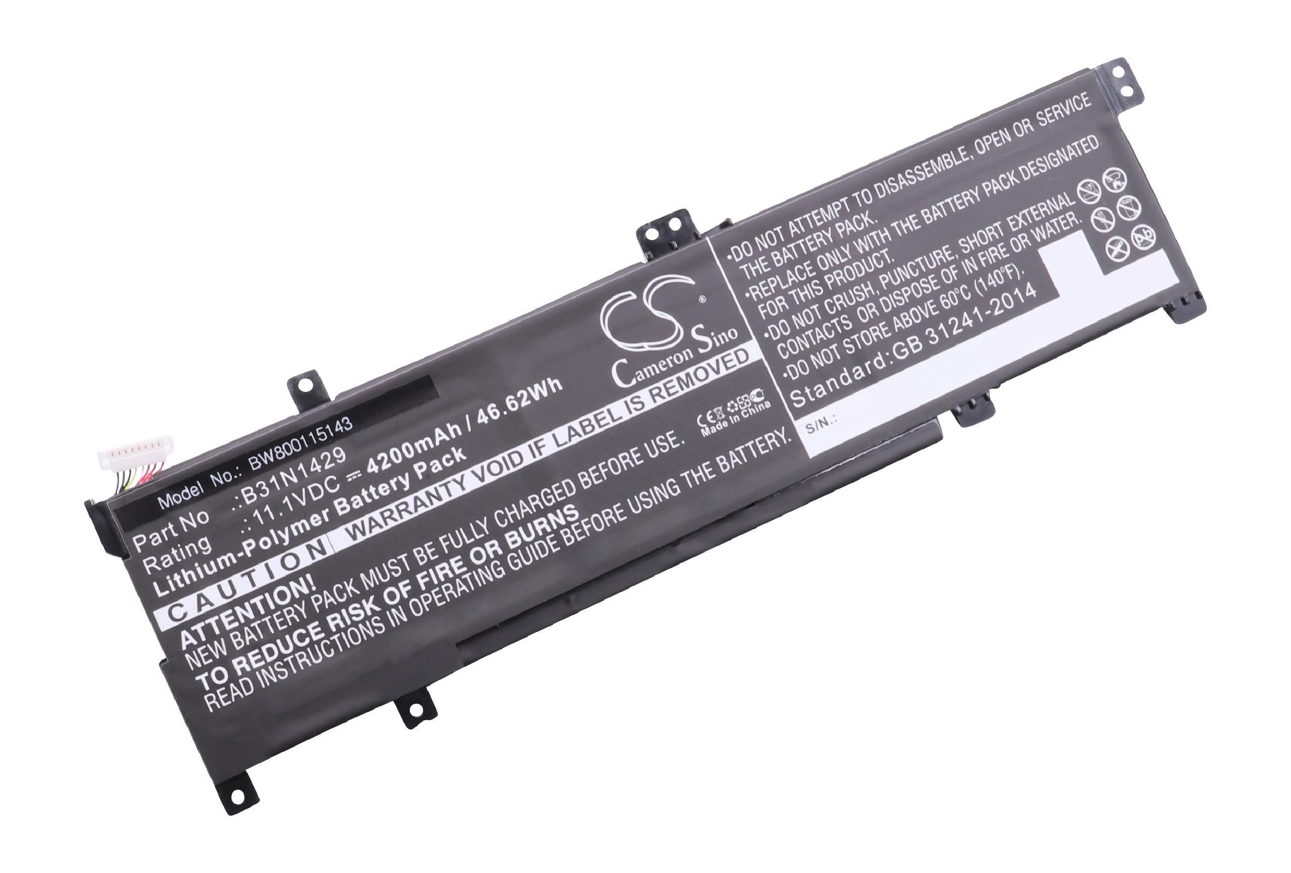 Li-Polymer) Notebook Ersatz (4200mAh, 0B200-01460000, vhbw 0B200-01460100 Netbook 11,1V, für 4200 mAh / für B31N1429, Asus Originalteilebezeichnung Baugleiche Laptop-Akku