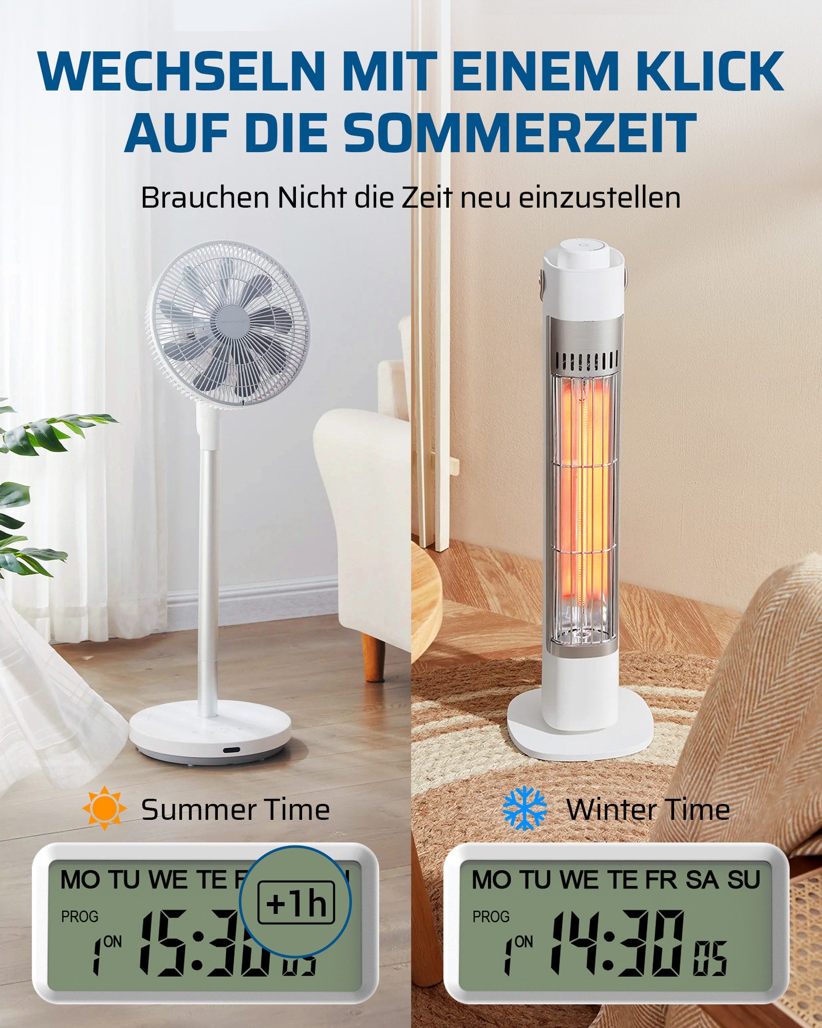 DEWENWILS Zeitschaltuhr Digitale Zeitschaltuhr Steckdose für Beleuchtung, Kaffeemaschine, digital, 2er Set, LCD-Display – Bild 5 von 5