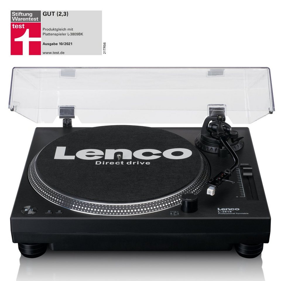Lenco L-3818BK Plattenspieler (Direct drive), Plattenspieler mit  Direktantrieb USB-Aufnahme