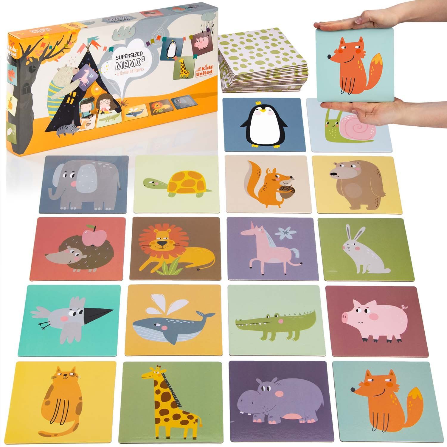 all Kids United Lernspielzeug ALL KIDS UNITED Memo² Lernspiel Holz – Tier Memory Spiel Kinder, Tierspiel für Kinder