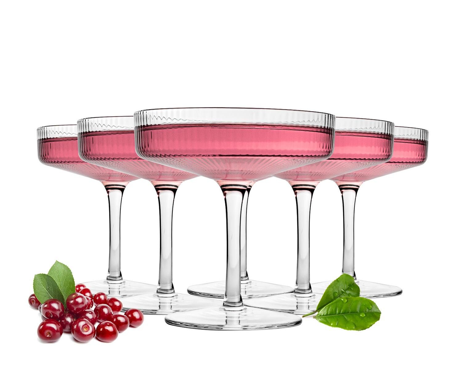 Sendez Martiniglas 6 Margarita Bargläser Cocktailgläser Margaritagläser Relief, 6-tlg., Glas