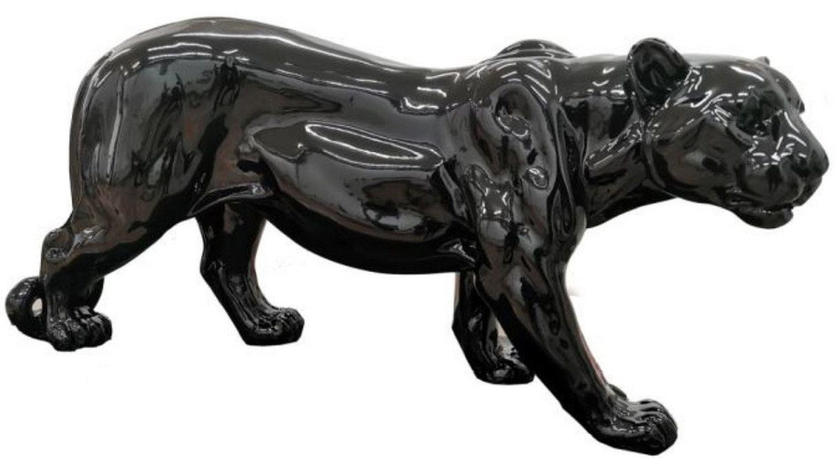 Casa Padrino Luxus Deko Figur Hund Bulldogge Schwarz / Gold 89 x H. 68 cm -  Kunstharz Deko Skulptur - Wohnzimmer Deko - Luxus Deko Tierfigur