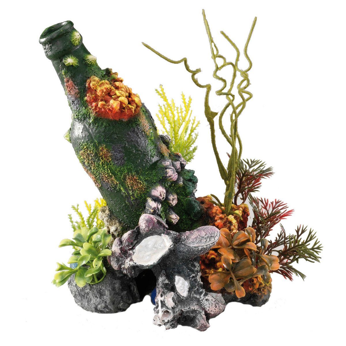 Aquariendeko Aquariumdekoration Flasche mit Korallen