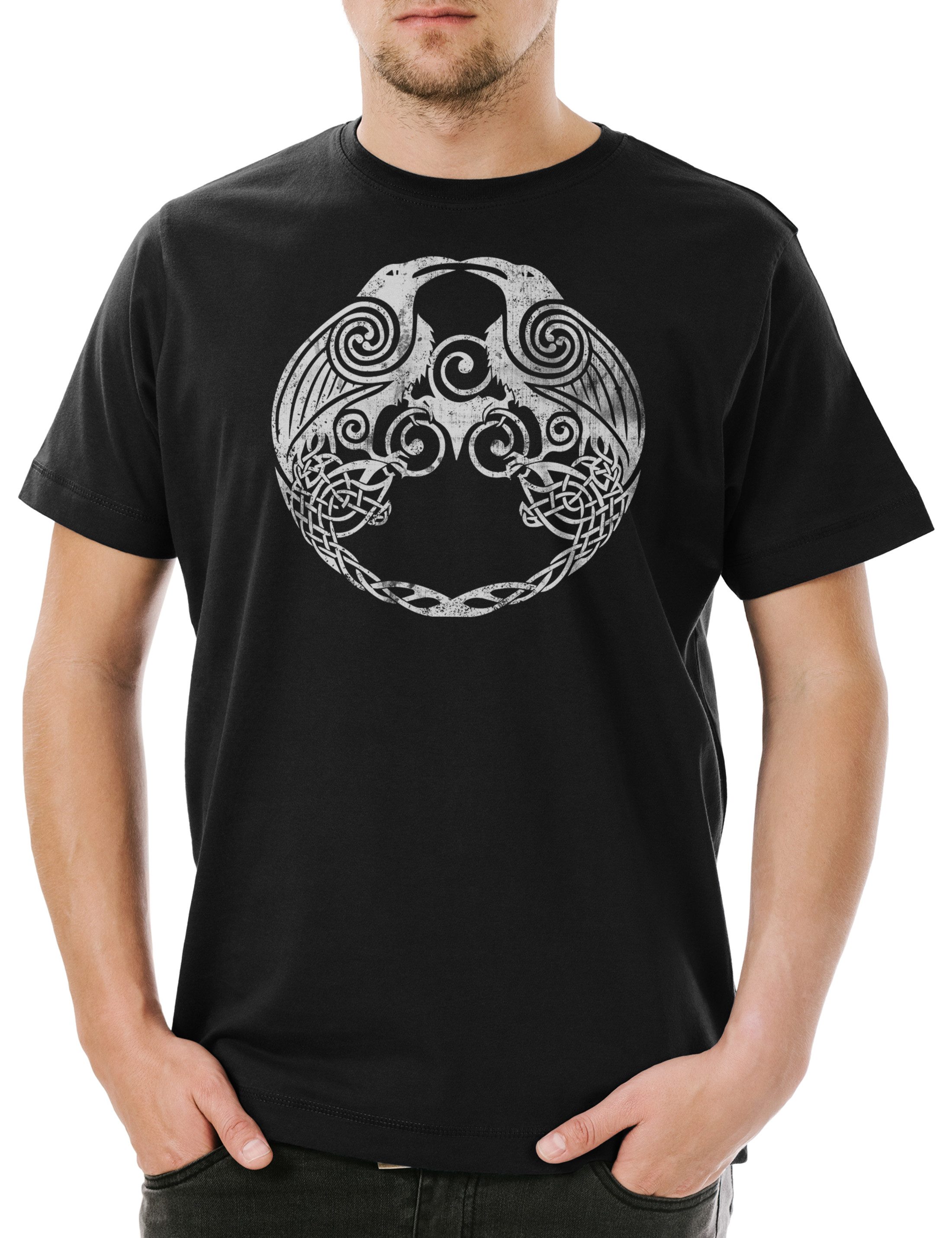 Urban Backwoods Print-Shirt Hugin And Munin II Herren T-Shirt Thor Mjölnir Loki Midgard Wikinger (1-tlg) Odhin Hugin Raben Munin