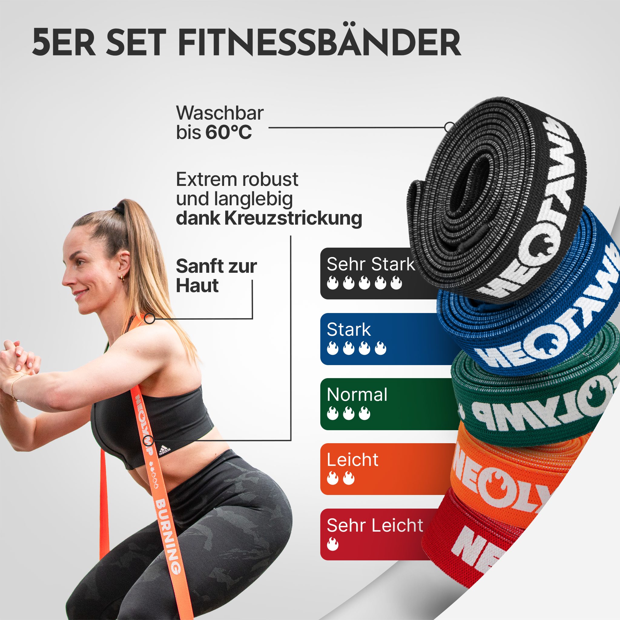 NEOLYMP Trainingsband Widerstandsbänder für Muskelaufbau - Resistance Bänder, Vielseitiges Training