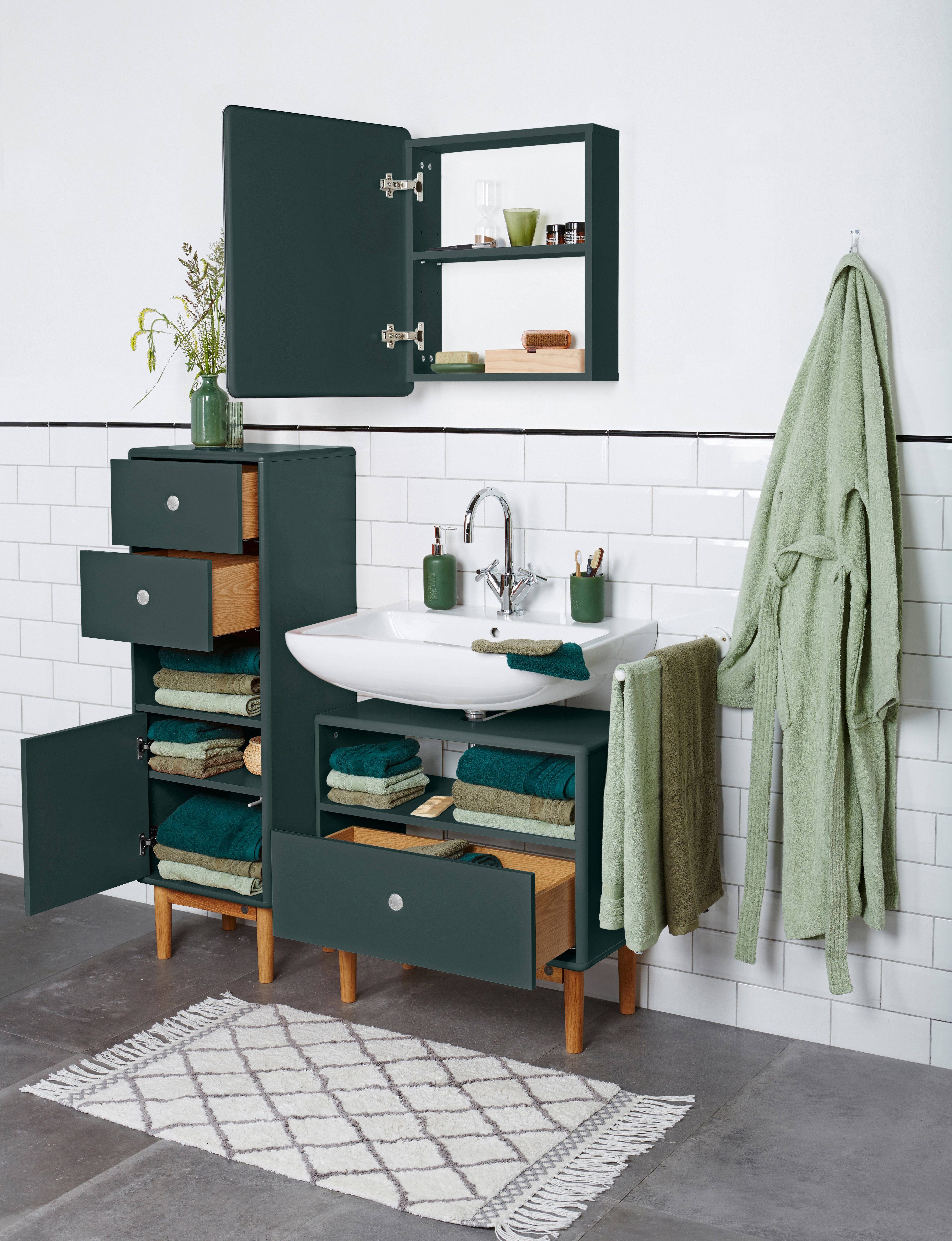 TOM TAILOR Tür forest031 COLOR Tür Farben, - seidenmatt lackiert mit - mit Small Ecken, aus HOME mit BATH vielen Mirror Stauraum, gerundeten Badspiegel in MDF