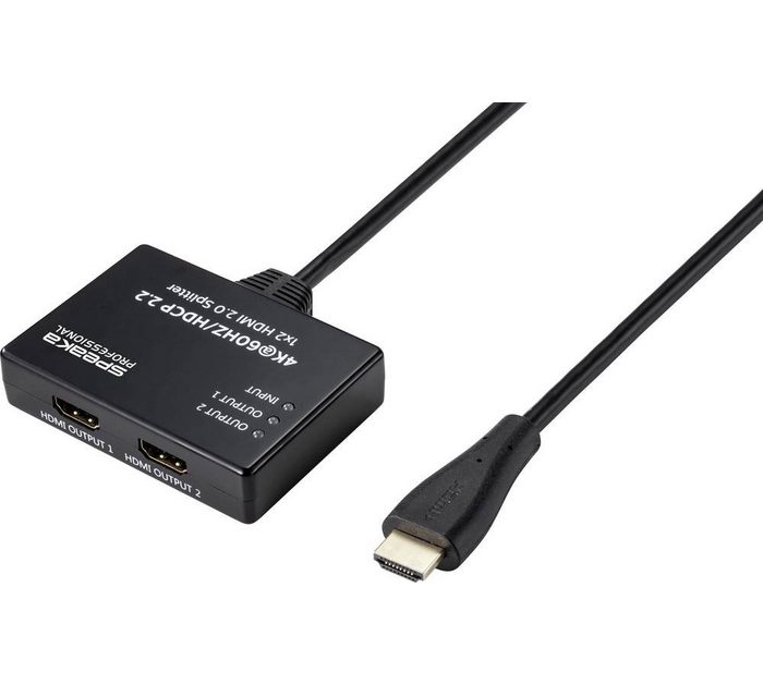 SpeaKa Professional SpeaKa Professional SP-9443508 1+2 Port HDMI-Splitter Schwarz HDMI-Kabel (60.00 cm)