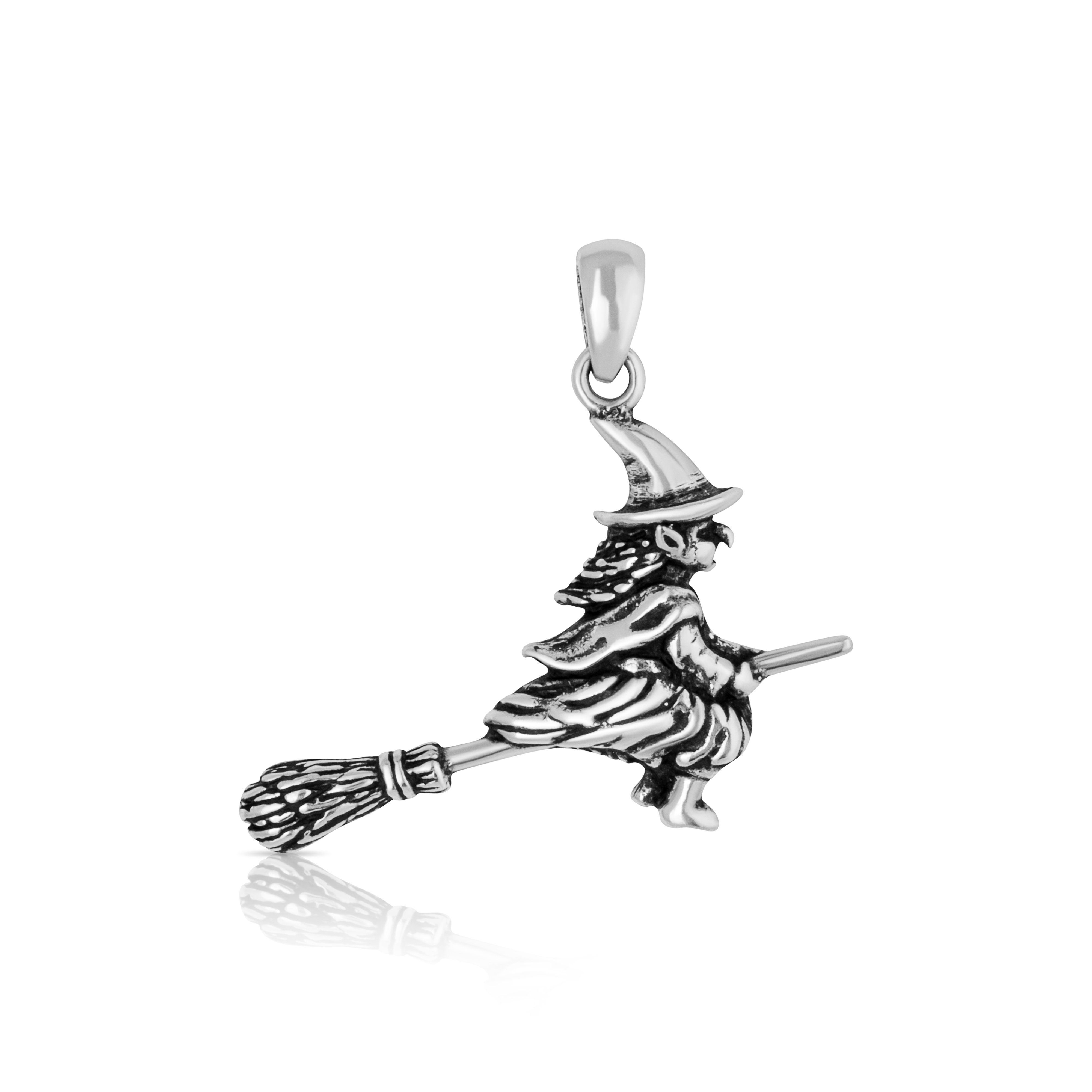 Kettenanhänger Hexe 925 Sterling Silber Kettenanhänger Größe: 3c