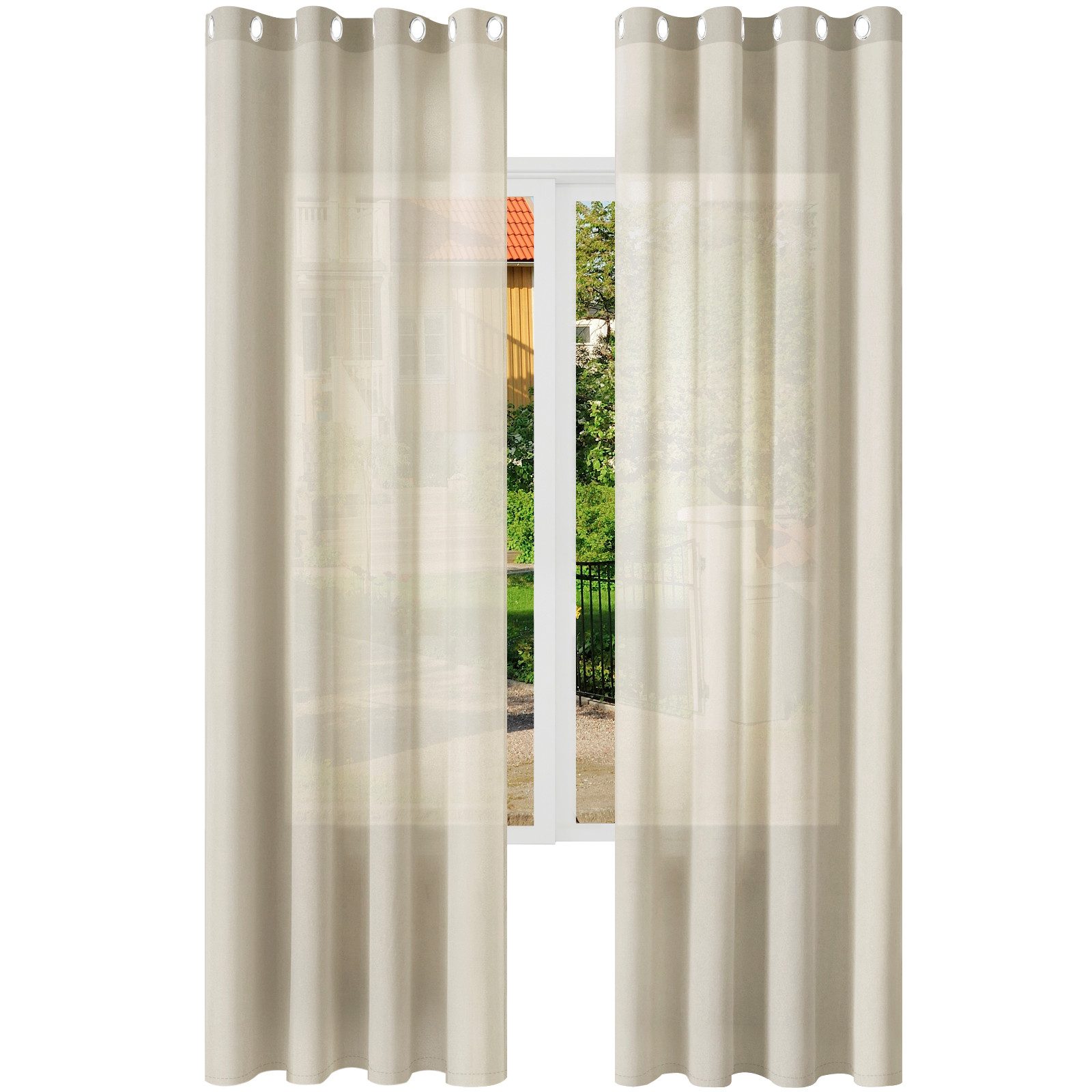 Woltu Gardine, Ösen (2 St), halbtransparent, günstig online kaufen