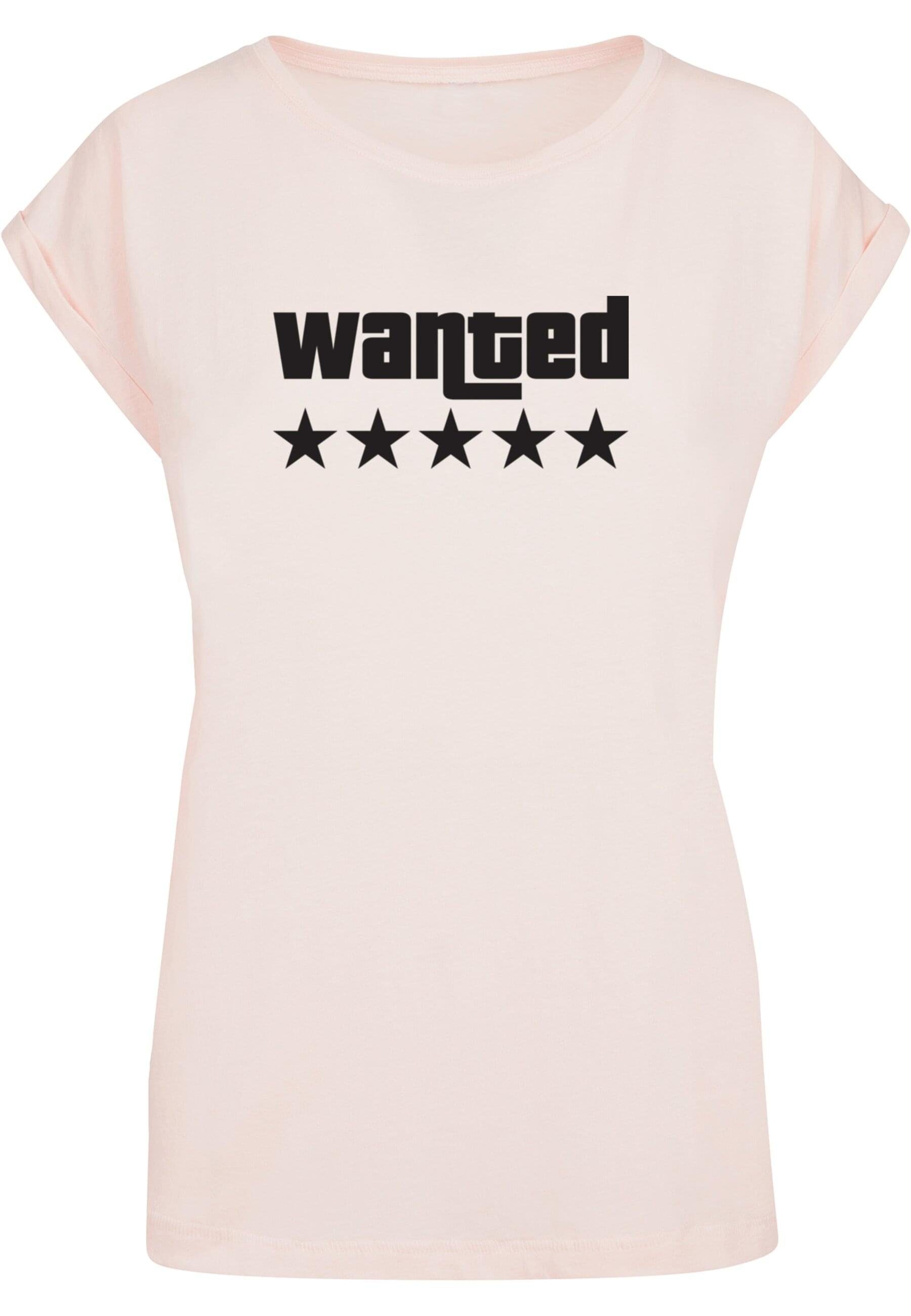 Merchcode T-Shirt Damen Laides Wanted Extended Shoulder Tee (1-tlg) pink